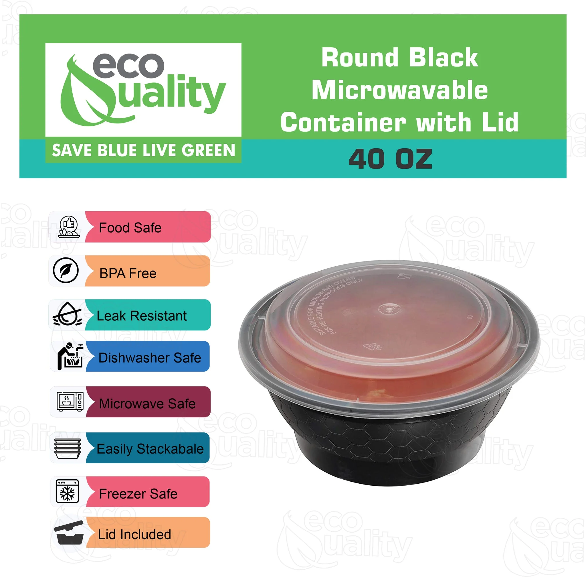 [50 Pack] 40 oz Black Meal Prep Containers Round Bowls with Lids, Food Storage Bento Box, Microwavable, Premium Bowl, Stir Fry | Lunch Boxes | BPA Free | Freezer/Dishwasher Safe | Disposable