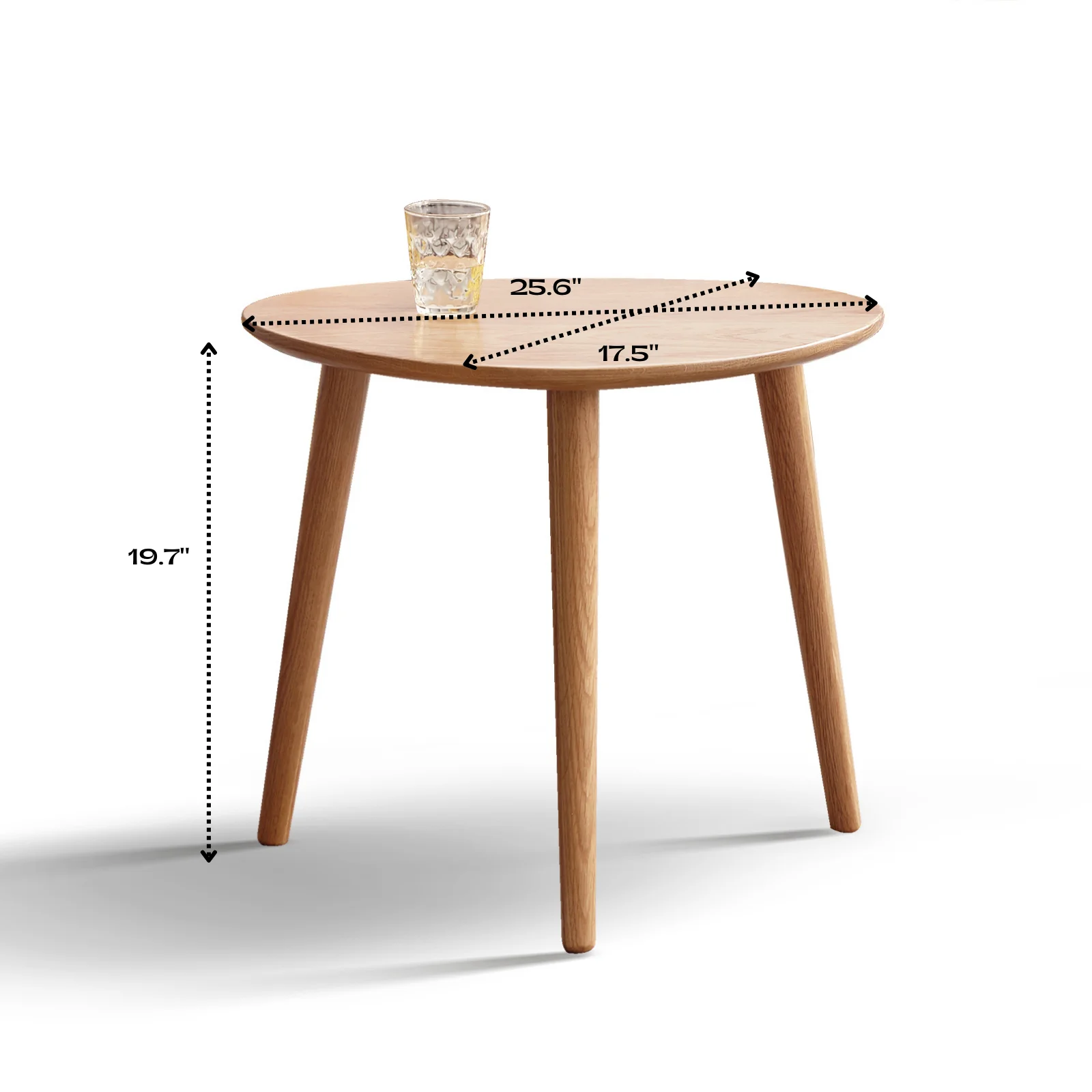 Marsrizon Solid Oak Wood Coffee Table with Pebble Shape, Mid Century Modern End Table, Natural Walnut Wooden Table,for Living Room,Bedroom,Small Spaces (Natural, 25.6''×17.5''×19.7'')