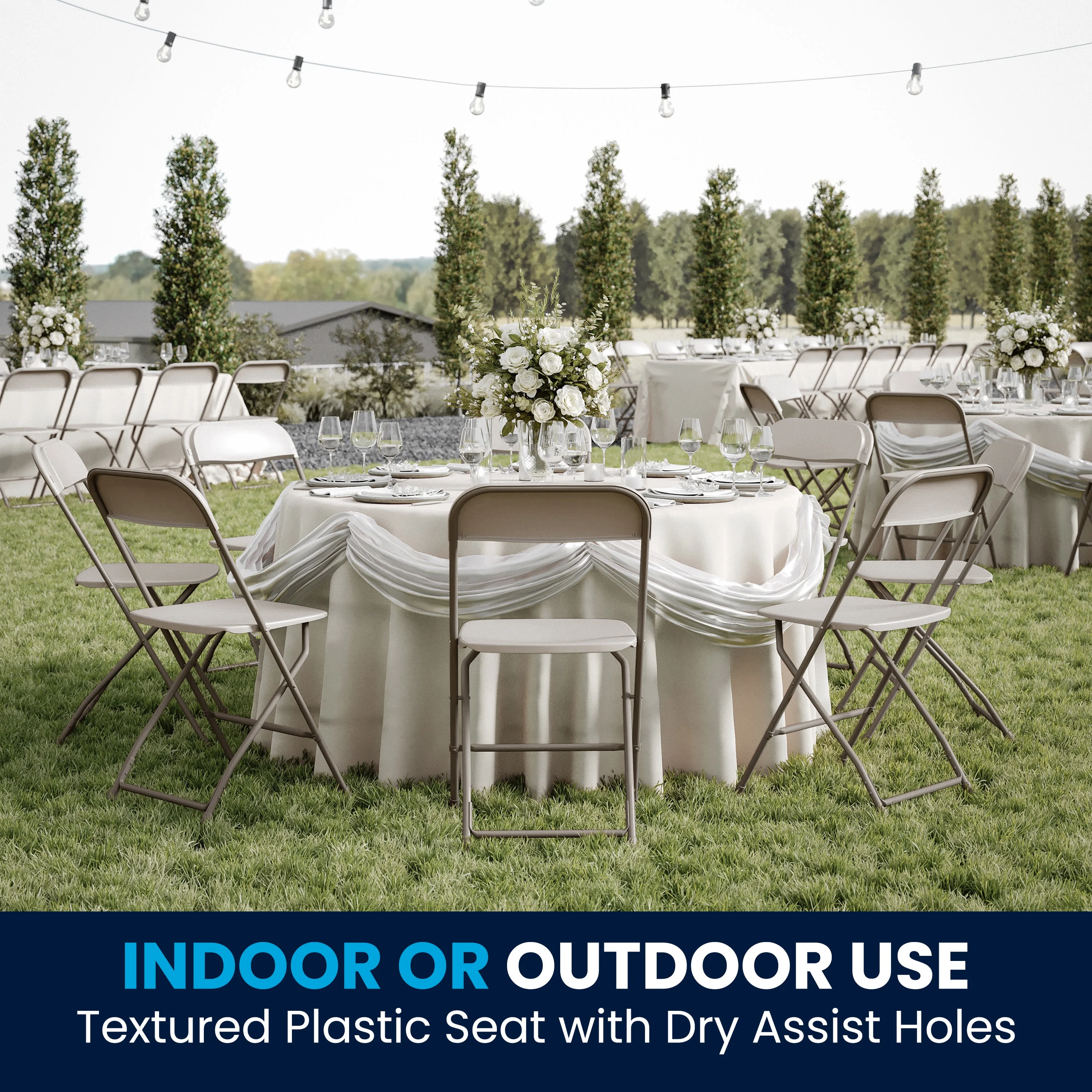 Flash Furniture Hercules Series Plastic Folding Chair Beige - 2 Pack 650LB Weight Capacity Comfortable Event Chair-Lightweight Folding Chair