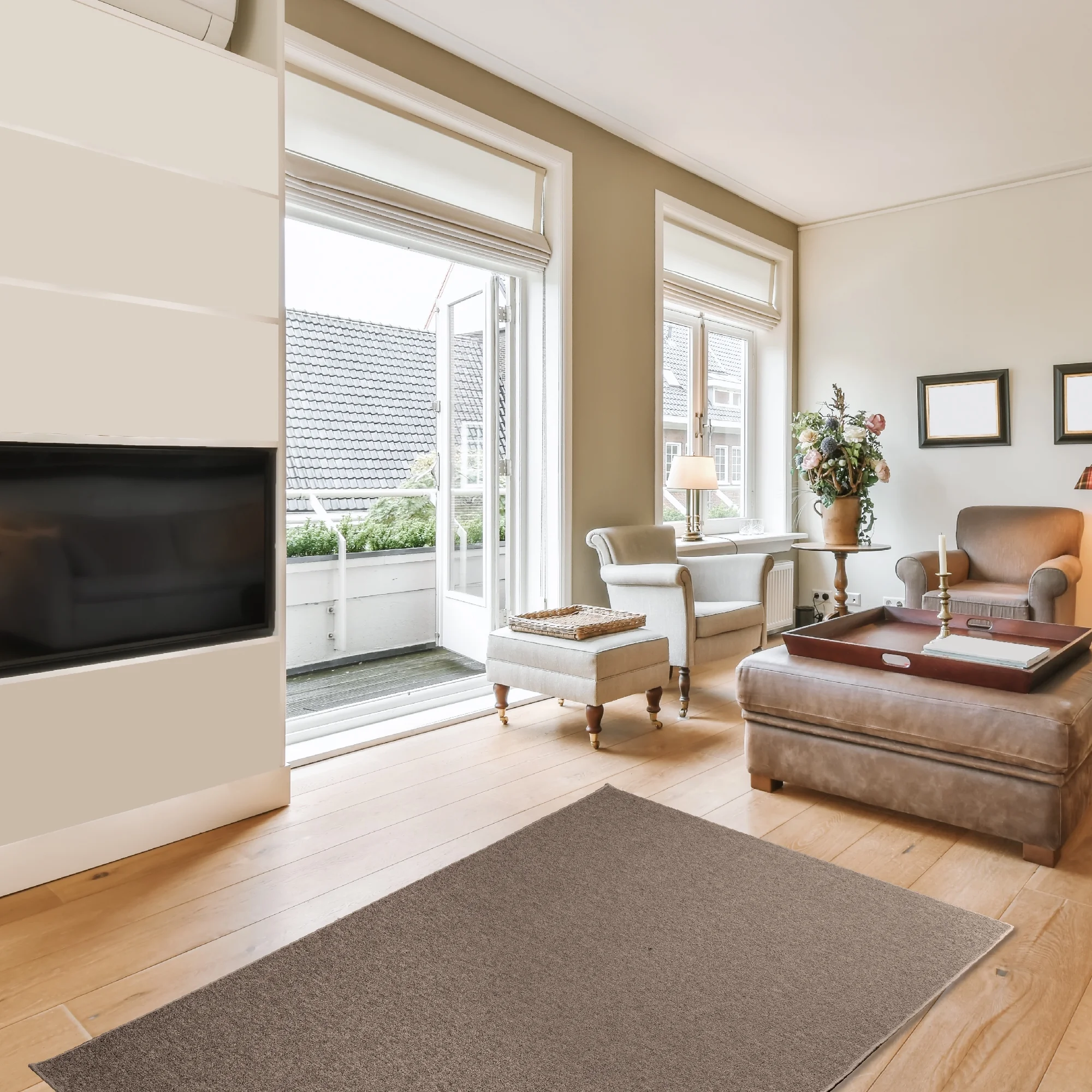 Furnish My Place Modern Indoor/Outdoor Commercial Solid Color Rug - Brown, 3' x 46', Pet and Kids Friendly Rug. Made in USA, Runner, Area Rugs Great for Kids, Pets, Event, Wedding, Home Decor