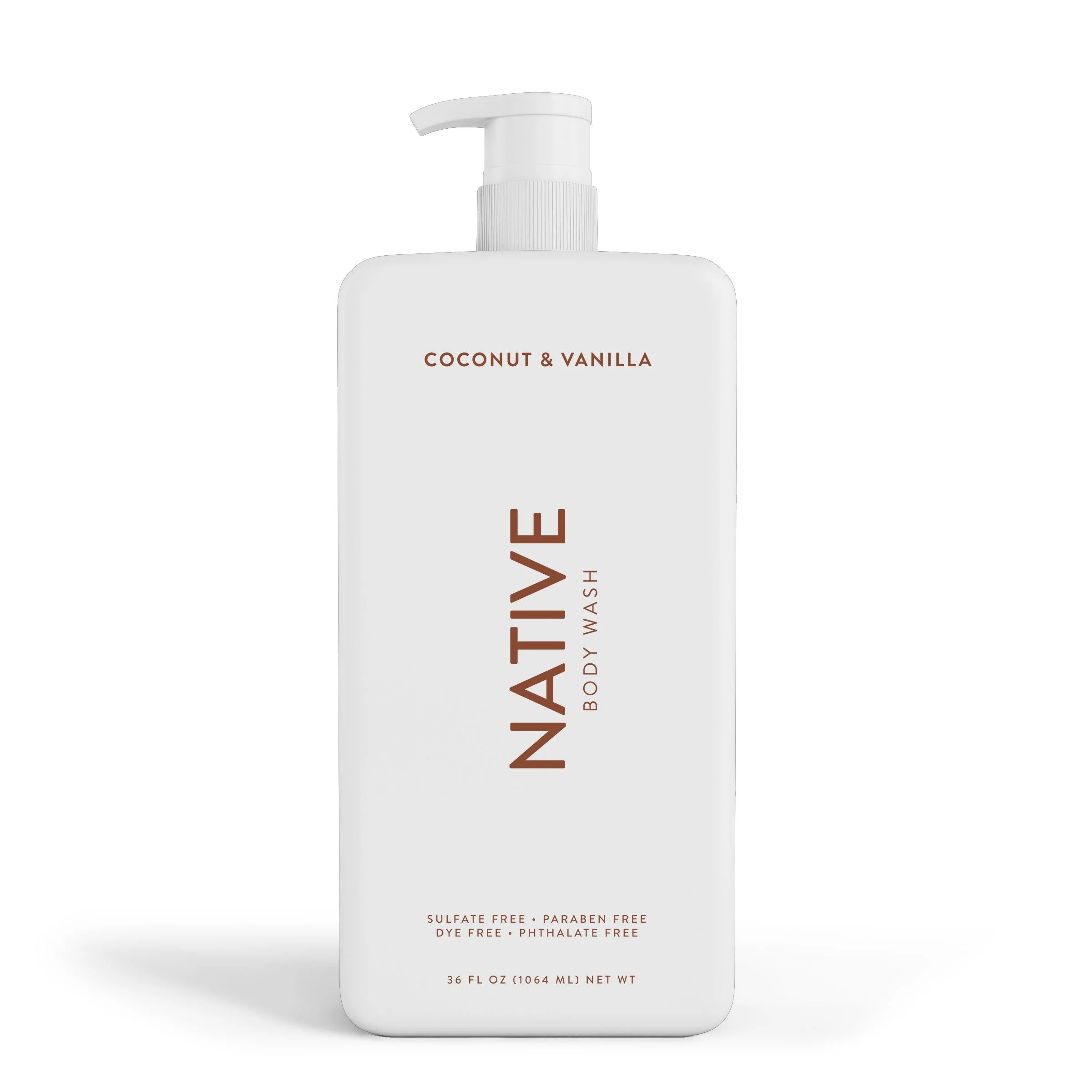 Native Body Wash Pump, Coconut & Vanilla, Sulfate Free, Paraben Free, for Men and Women, 36 oz