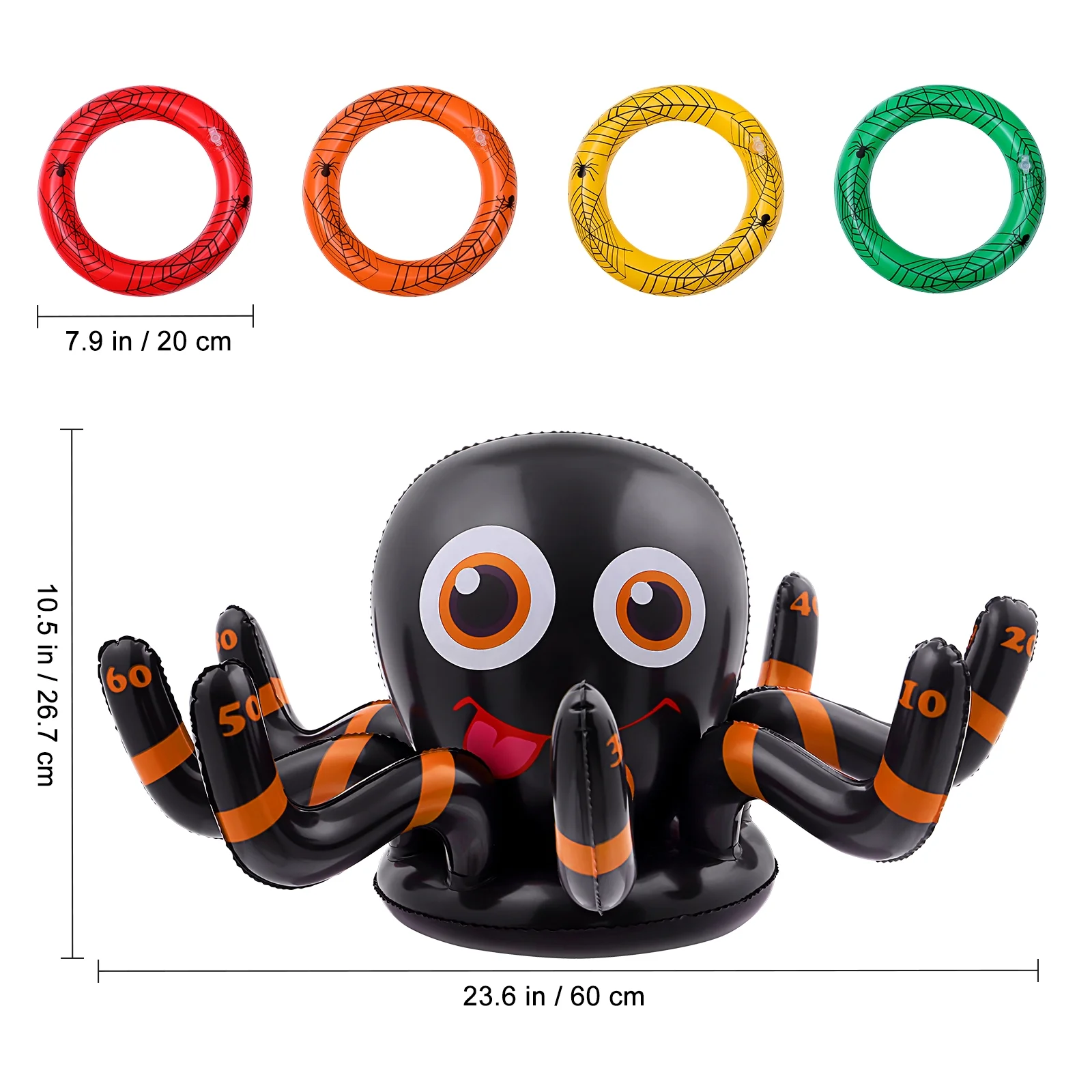TOYVIAN 2pcs Inflatable Halloween Spider Ring Set Party Toss Game Party Supplies for Children Adults Outdoor Indoor with Inflatable Rings Air Pump