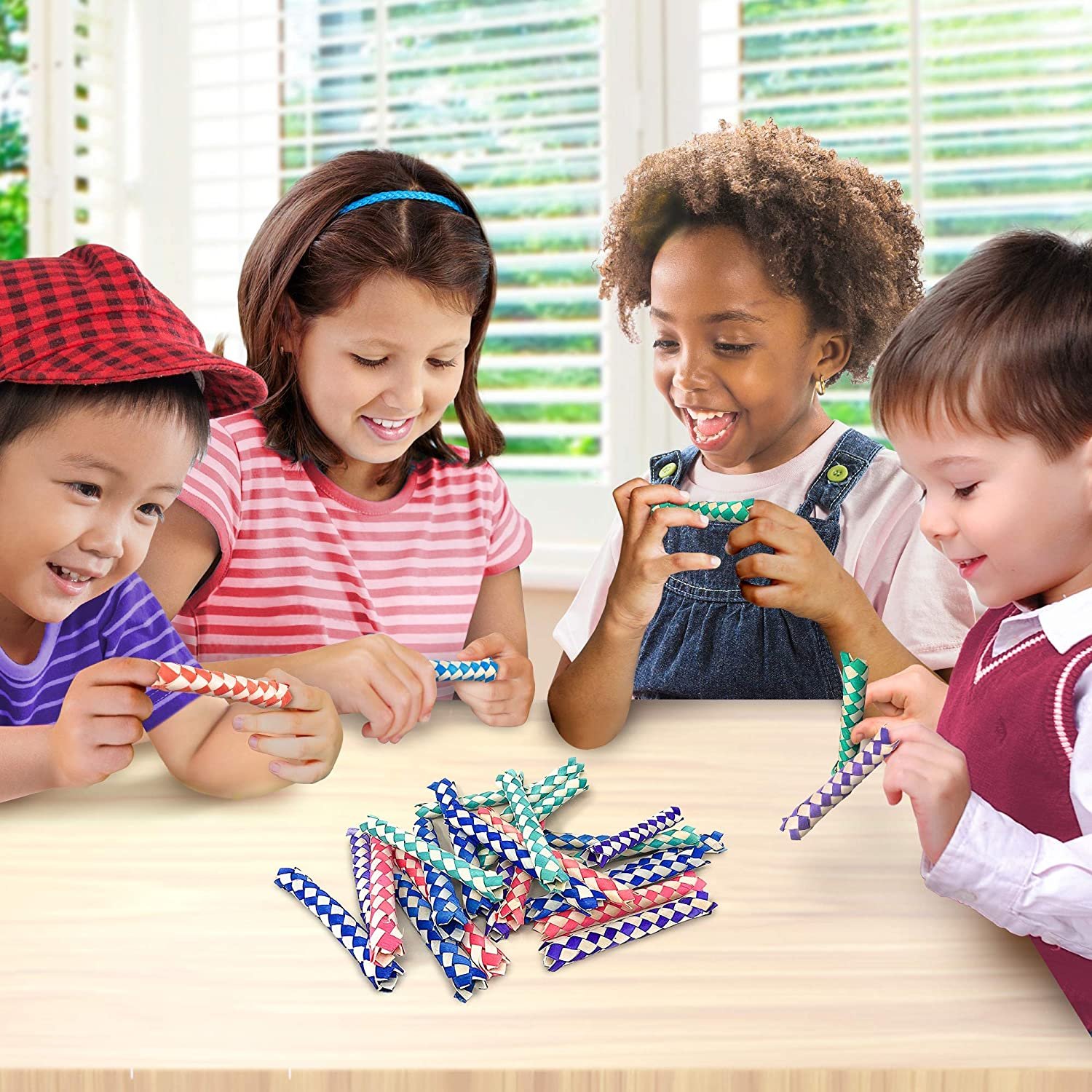 ArtCreativity Chinese Bamboo Finger Traps Birthday Party Bag Favors, 72 Pack