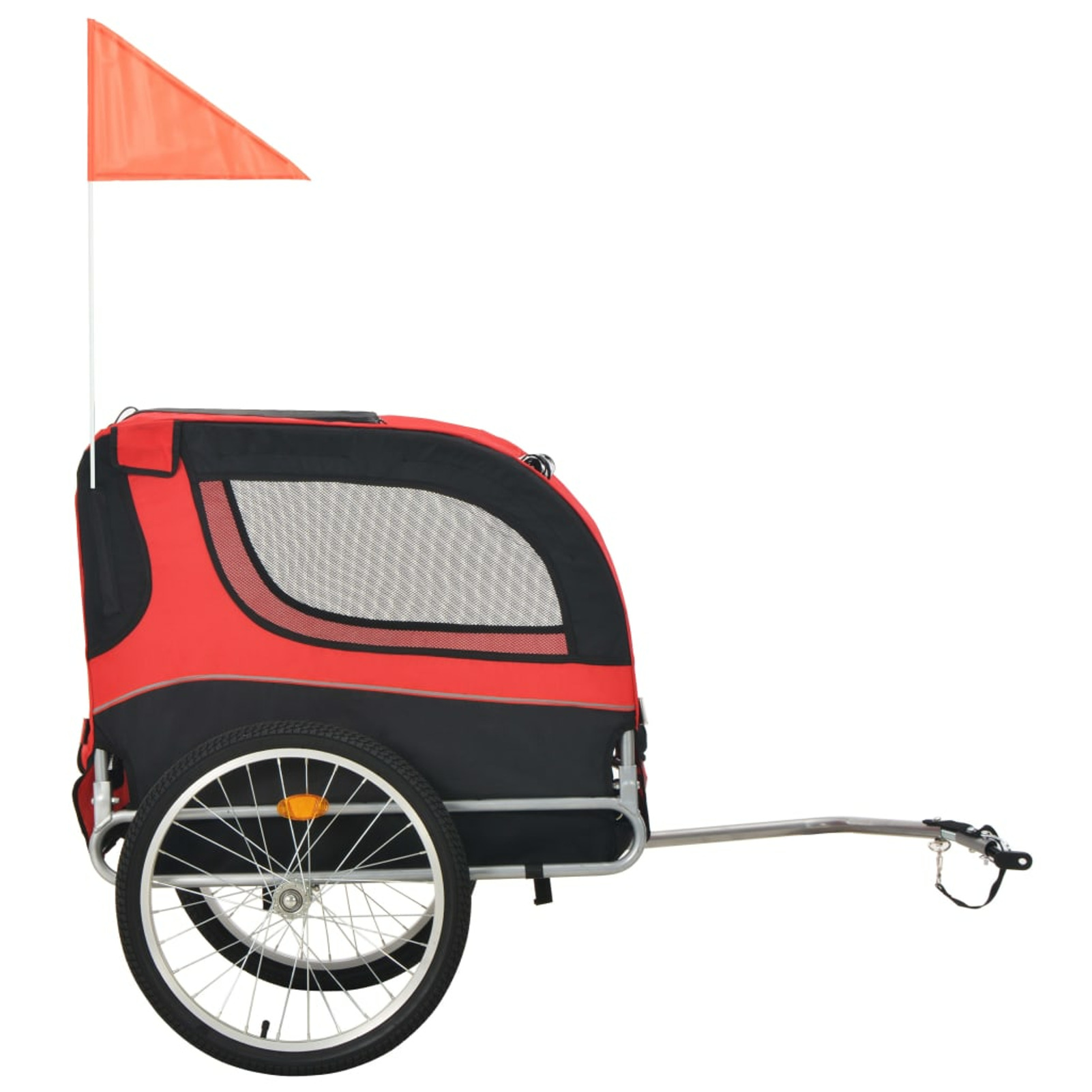 Dcenta Dog Bike Trailer with Mesh Windows and Safety Flag Folding Suspension Pet Bicycle Carrier Animal Bike Stroller for Cat Puppy Dog Red Black 53.9 x 28.7 x 35.4 Inches (L x W x H)