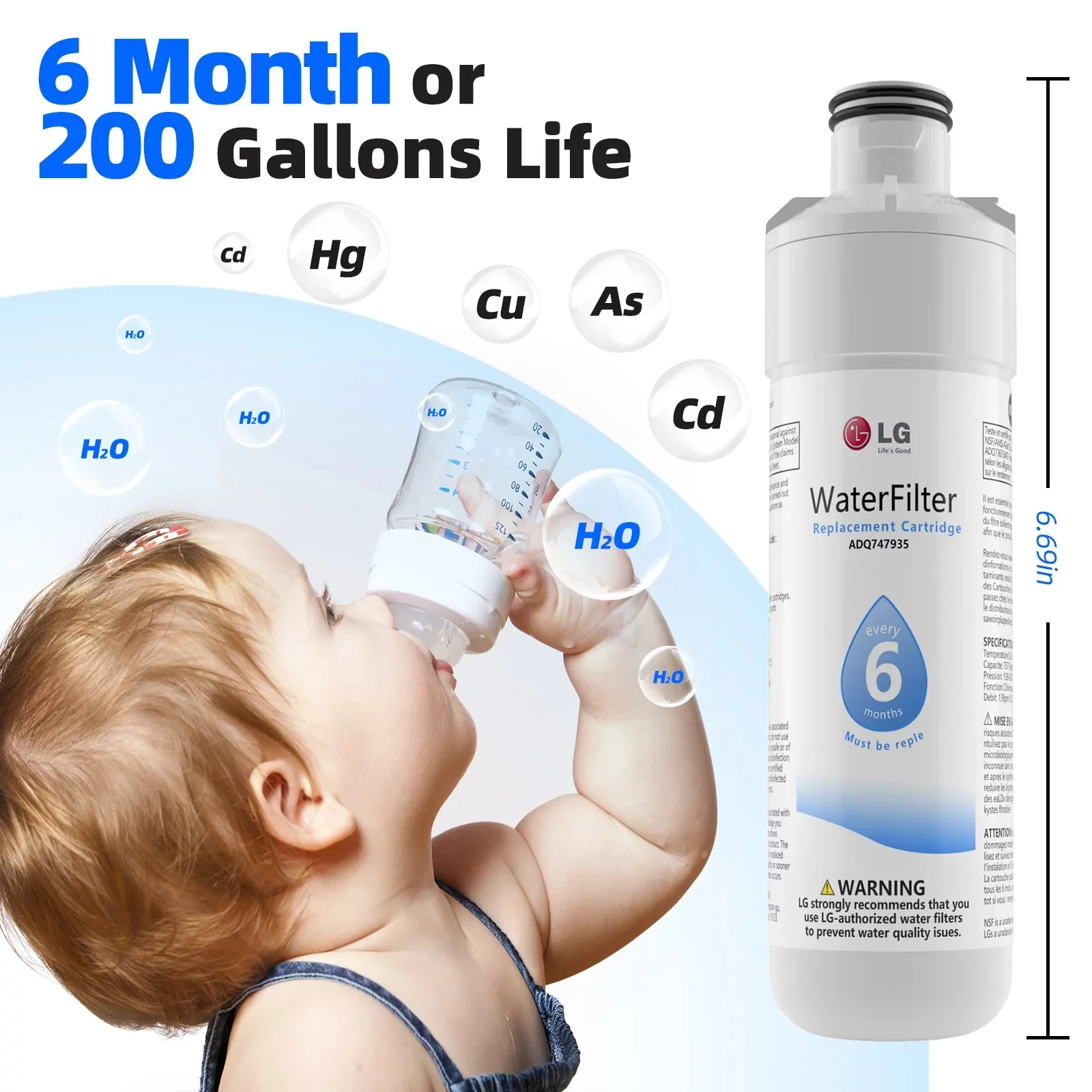 （4 Pack) Filter LT1000P Refrigerator Water Filter Replacement (6 Month / 200 Gallon Capacity) ADQ75795105,ADQ74793501 , GF-D706BSL