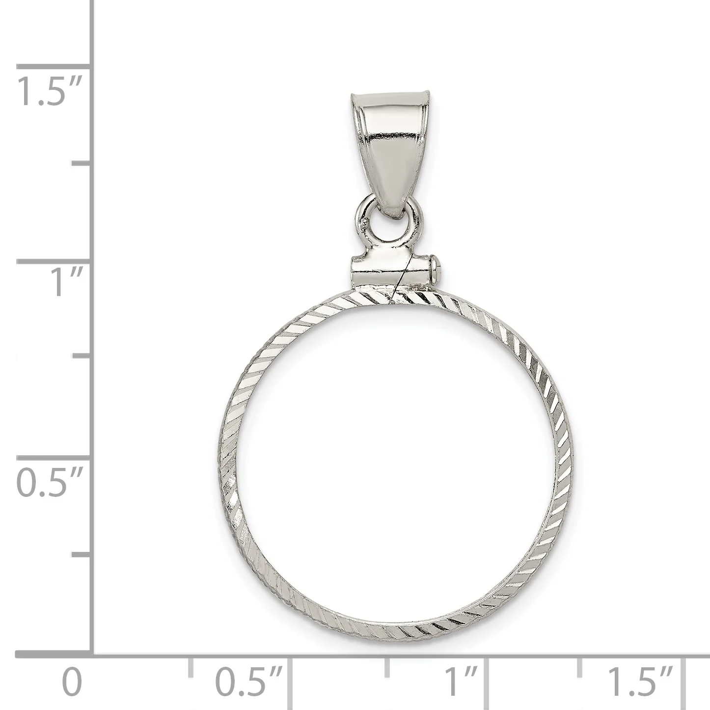 Carat in Karats Sterling Silver 21.1 X 2mm $0.05 Diamond Cut Coin Bezel Pendant (0.83 Inches x Inches 0.08)