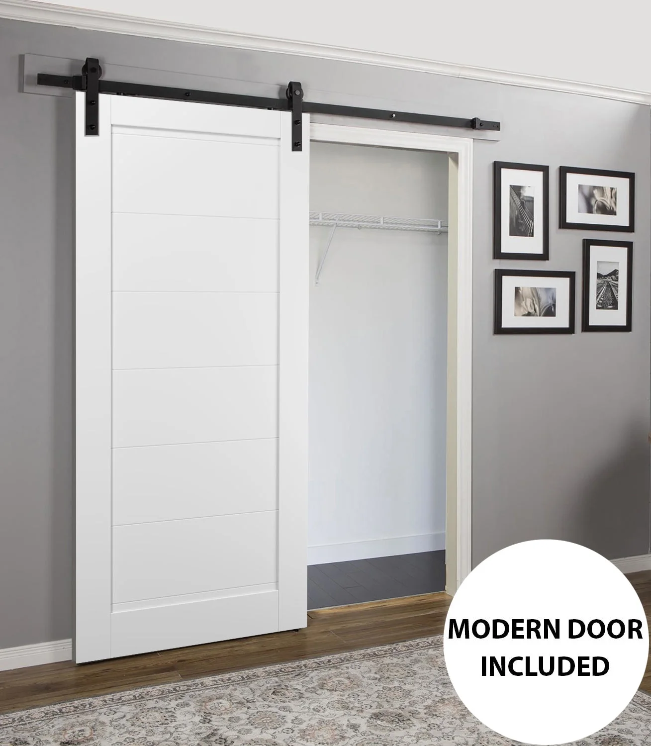 Sliding Barn Door 24 x 80 with Hardware | Quadro 4115 White Silk | Top Mount 6.6FT Rail Hangers Sturdy Set | Wooden Solid Panel Interior Doors