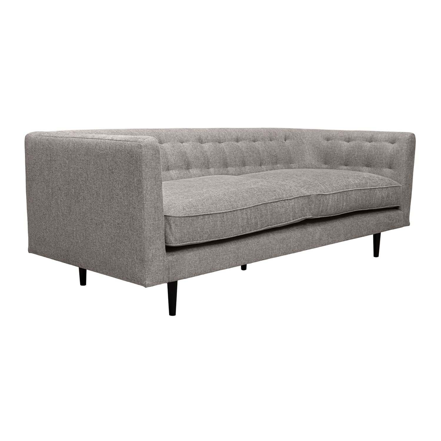Benjara BM308907 80 in. Lup Polyester Velvet Soft Cushions Button Tufted Sofa, Gray