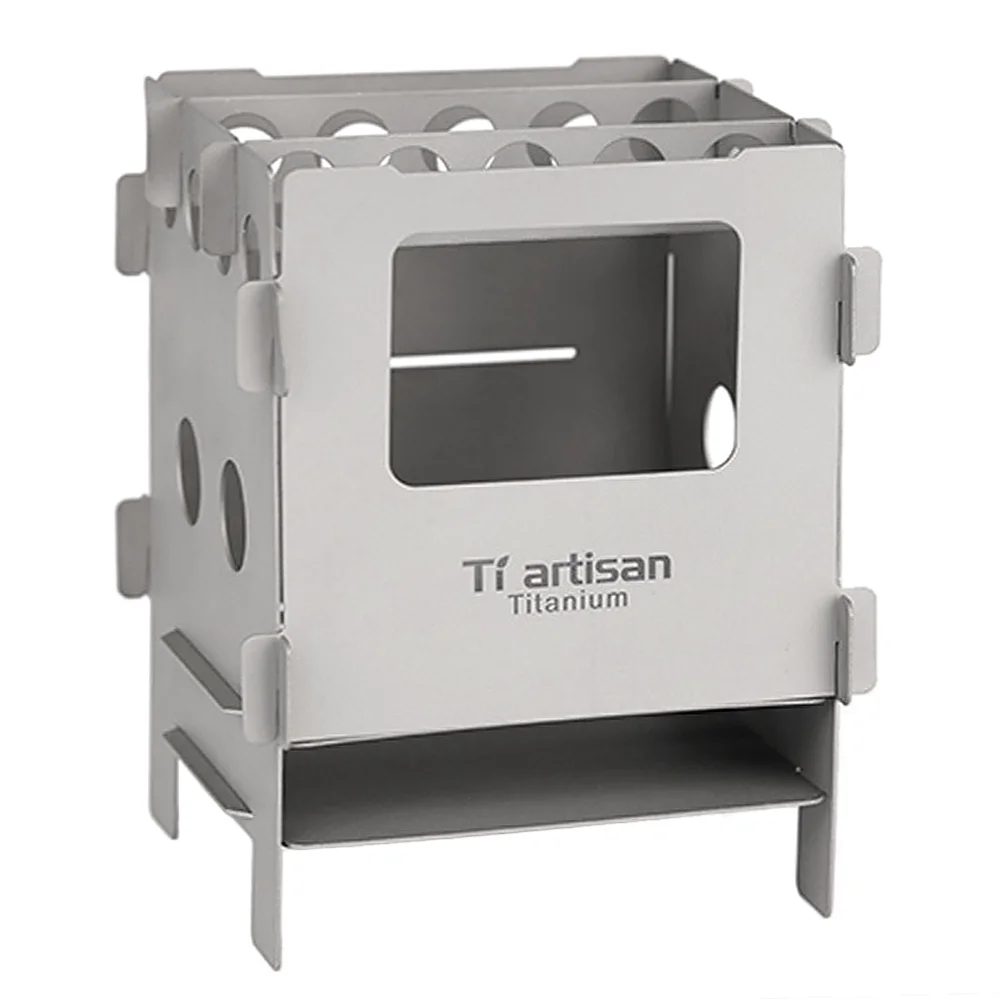 Portable Foldable Titanium Wood Burning Pocket Outdoor Camping Cooking Picnic Backpacking