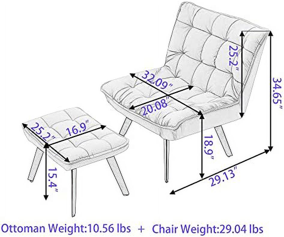KBANZIBIU Accent Chair with Ottoman  Single Sofa Chair with Velvet Fabric & Metal Legs  Upholstered Leisure Chair  Club Chair for Living Room  Bed Room  Office (Pink)