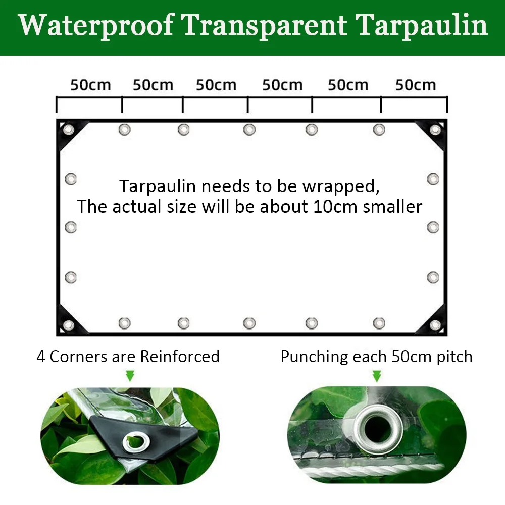 TOPCHANCES Clear Tarps Heavy Duty PVC Vinyl 13.8 Mil Tarpaulin with Metal Grommets, Protects Against Water, UV-Ray, Tear and Weather Resistan for Outdoor Greenhouse Balcony Garden