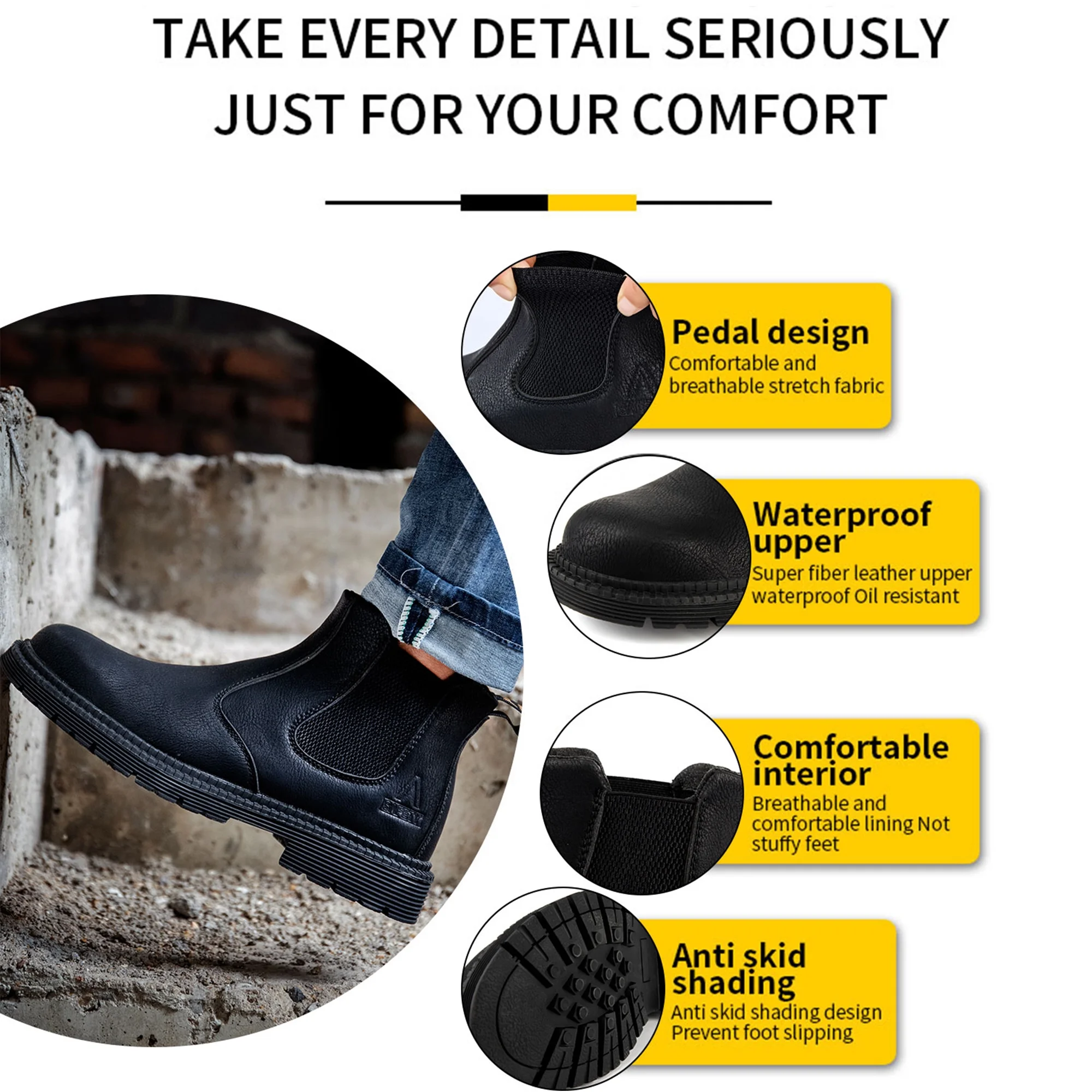 Tanleewa Men's Steel Toe Work Boots Waterproof Safety Shoe Size Men11/Women12 Adult Male Female