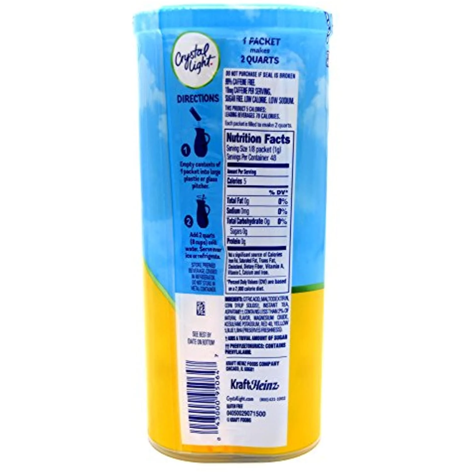 Crystal Light Lemon Iced Tea Drink Mix, 12-Quart Canister (Pack Of 5)