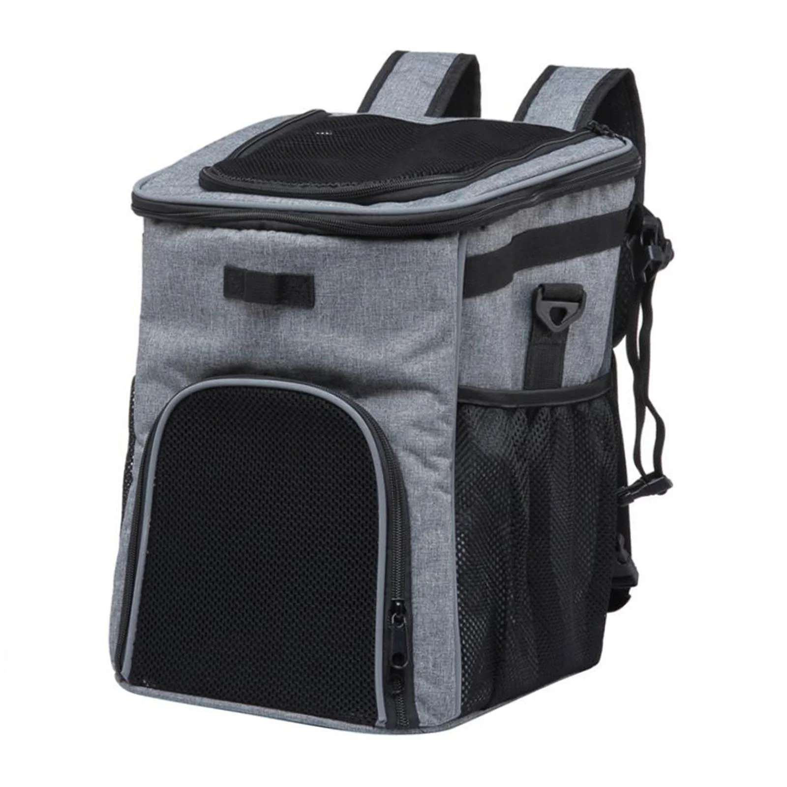 Dog Bike Basket Front Breathable Dog Cat Carrier Backpack for Camping Hiking Grey