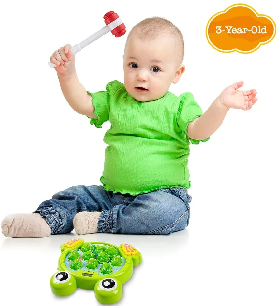 Melia Whack a Frog Game Pounding Toy with 2 Playing Modes - Educational Toy for Toddler Game - Preschool Learning Toy for 3-Year Old Boys, Girls Kids and Up