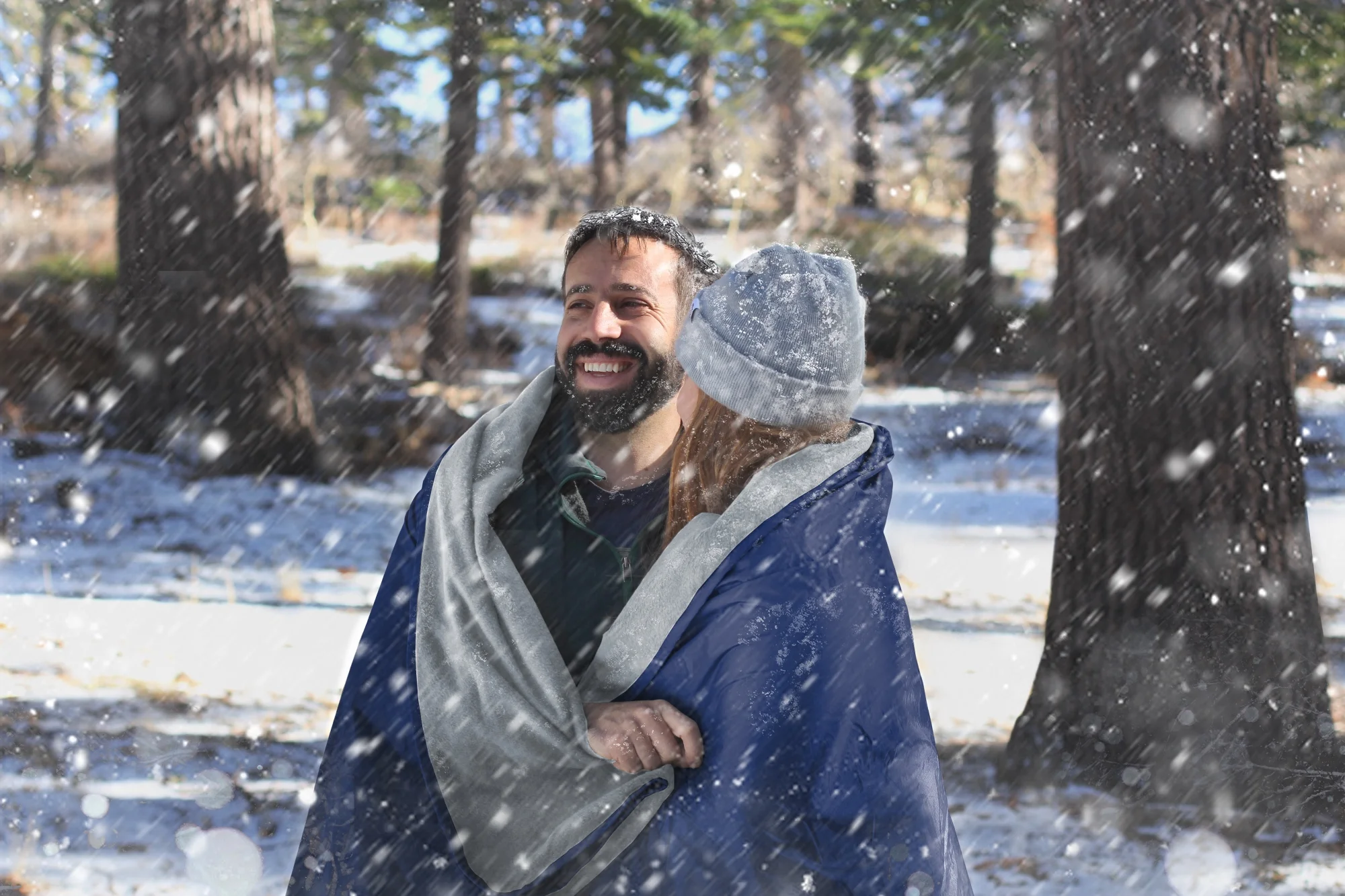 Oceas Blue, Gray Polyester Throw, 58