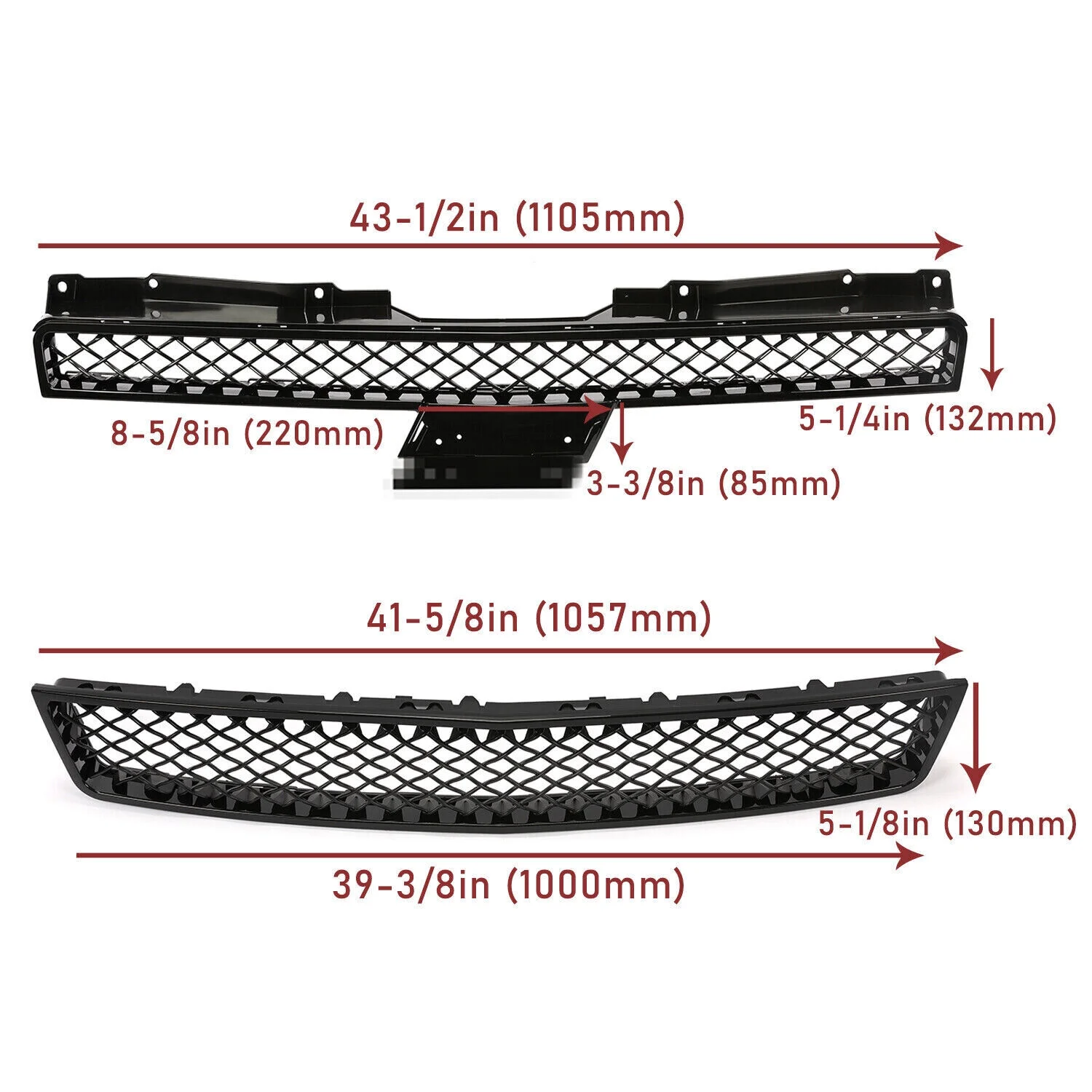 KojemMesh Front Hood Bumper Grille Grill for 2007-2014 Chevy Tahoe/Suburban/Avalanche Replaces  GM1200596 GM1200563 GM1200590