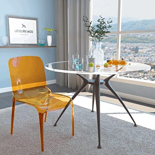 HBBOOMLIFE Adler Mid-Century Modern Dining Side Chair in Clear