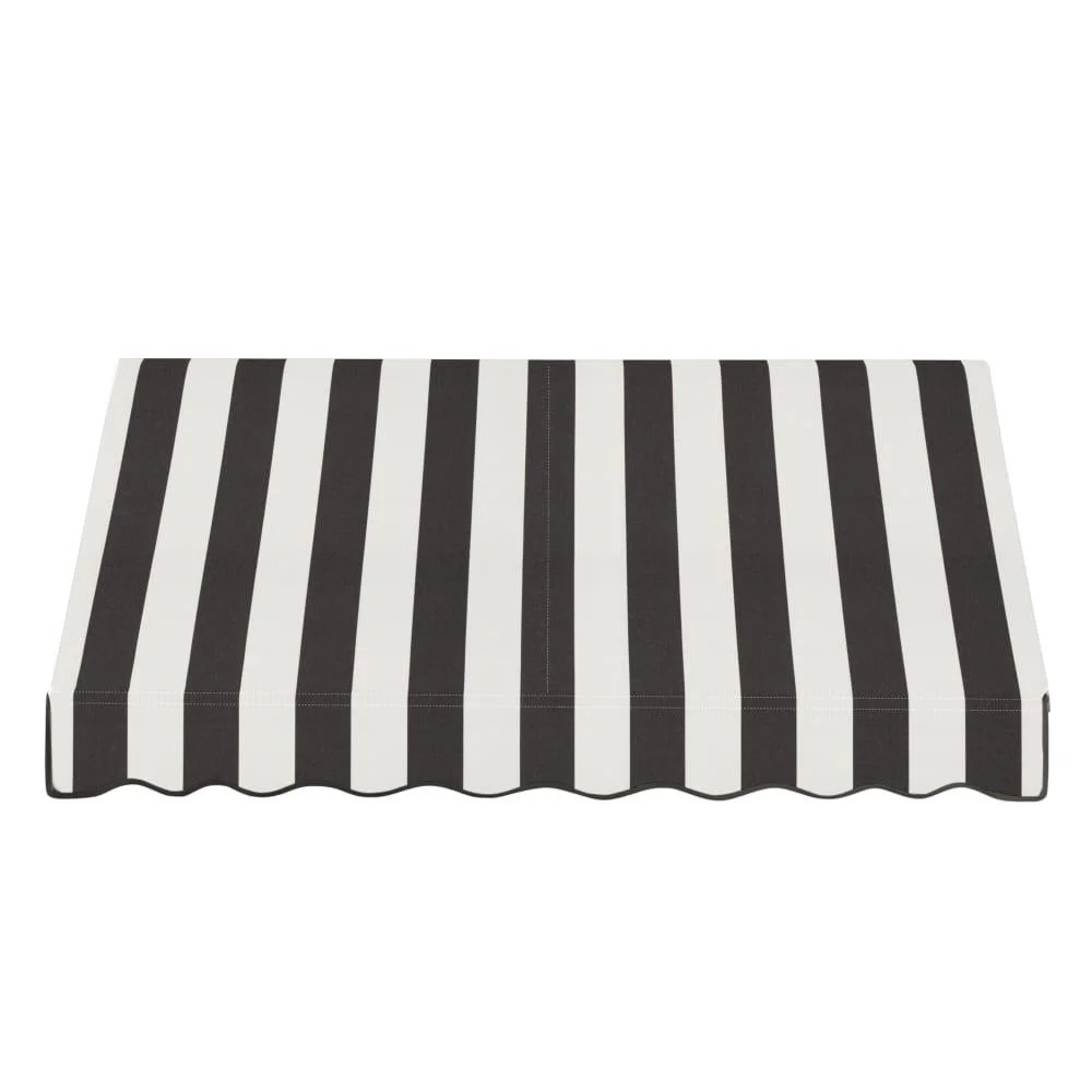 Awntech 6.375 ft Dallas Retro Fixed Awning Acrylic Fabric, Black/White Stripe