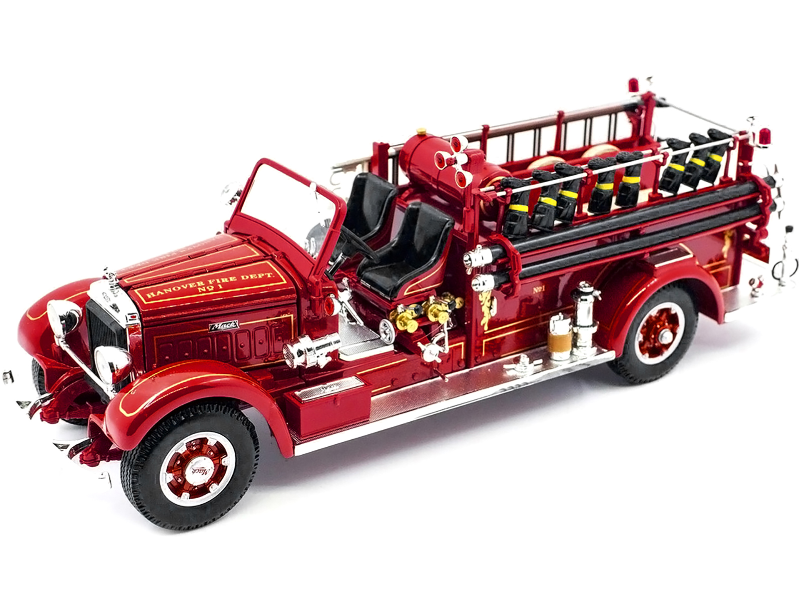 1935 Mack Type 75BX Fire Engine Truck Red with Accessories 1/24 Diecast Model by Road Signature