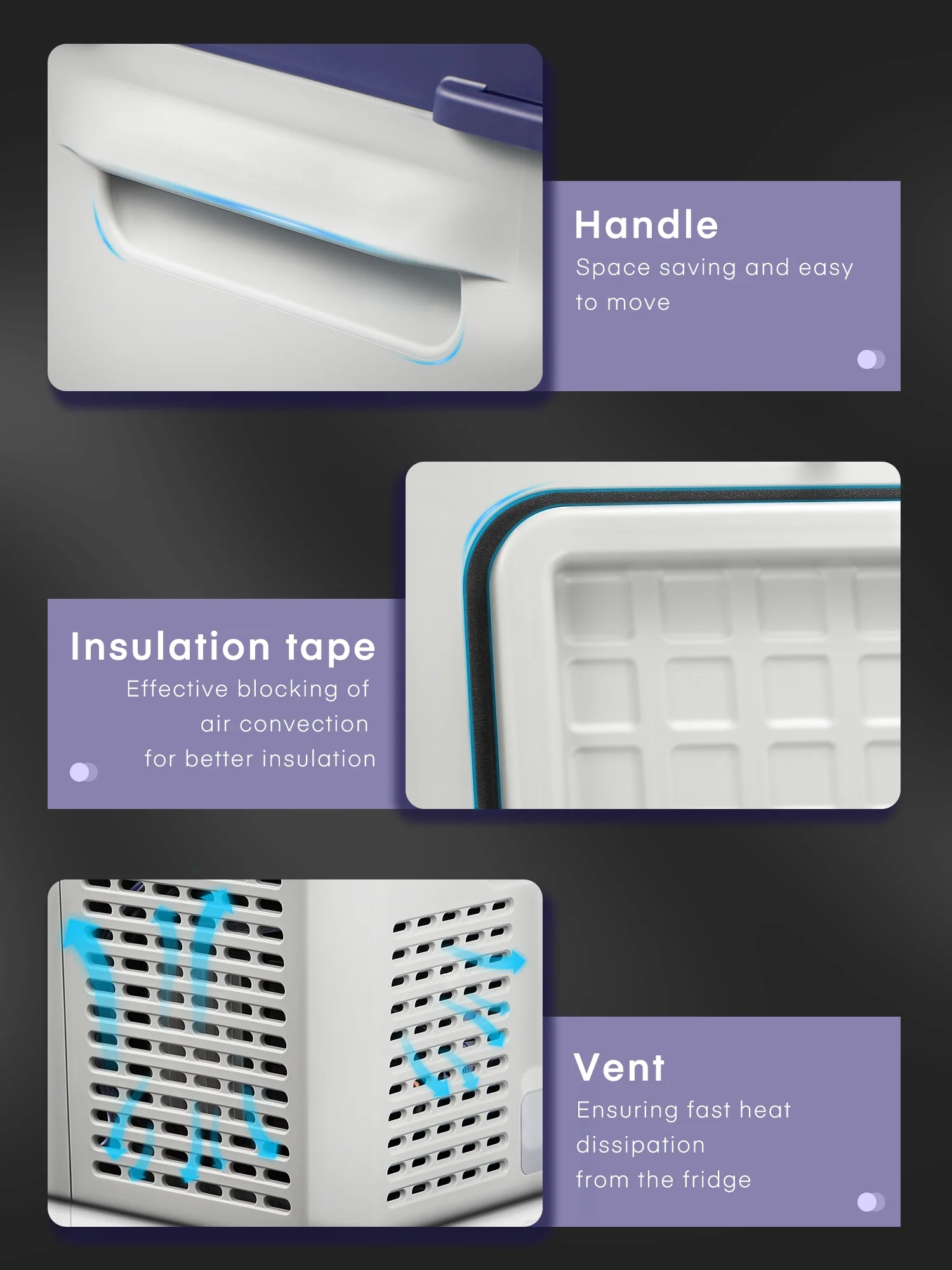 Nahomy 16 Quarts Portable and Compact Electric Car Refrigerator, 12 Volt Cooler, Purple White,15L, Car Freezer