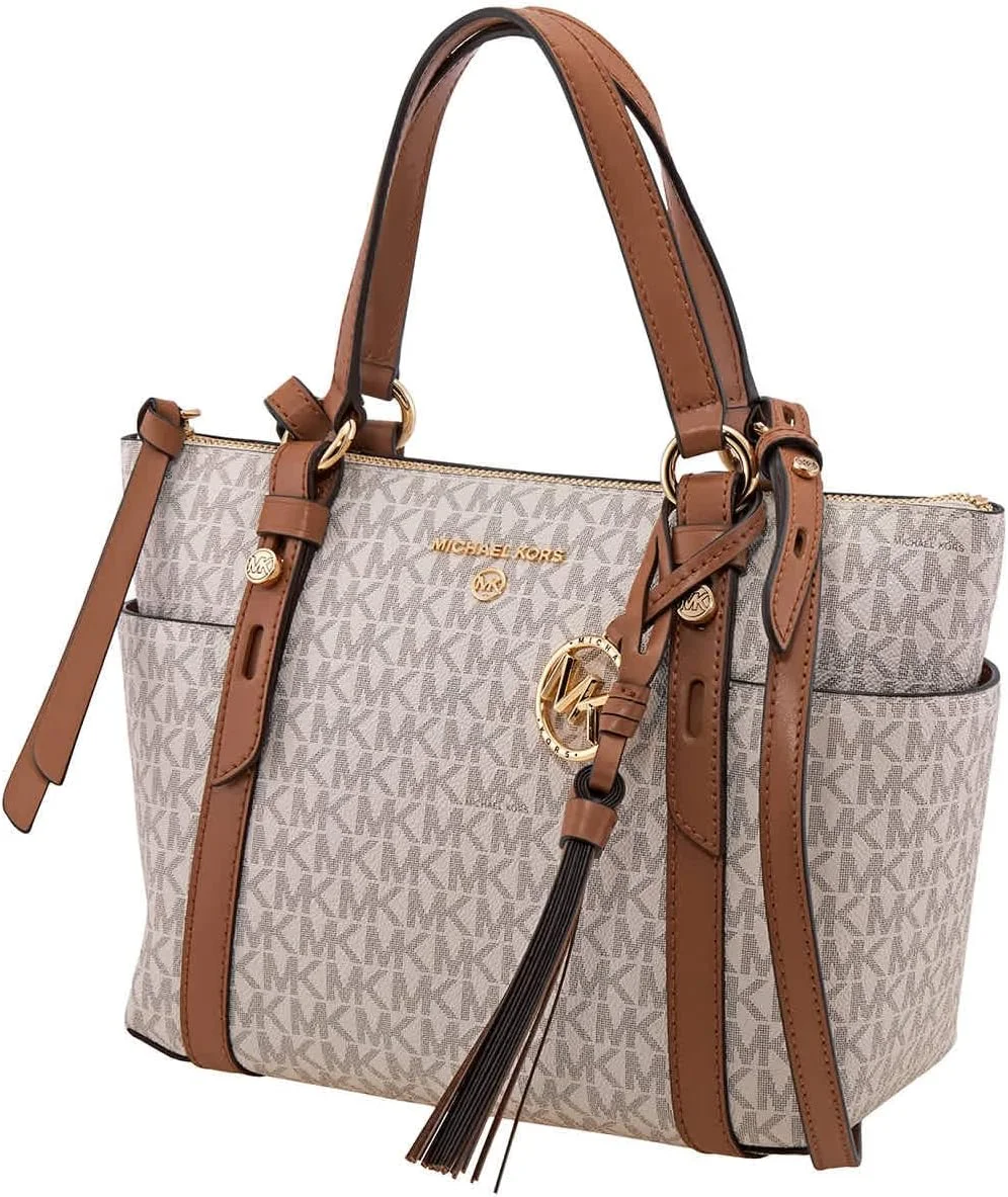 Michael Kors White Sullivan Small Logo Top-Zip Tote Bag