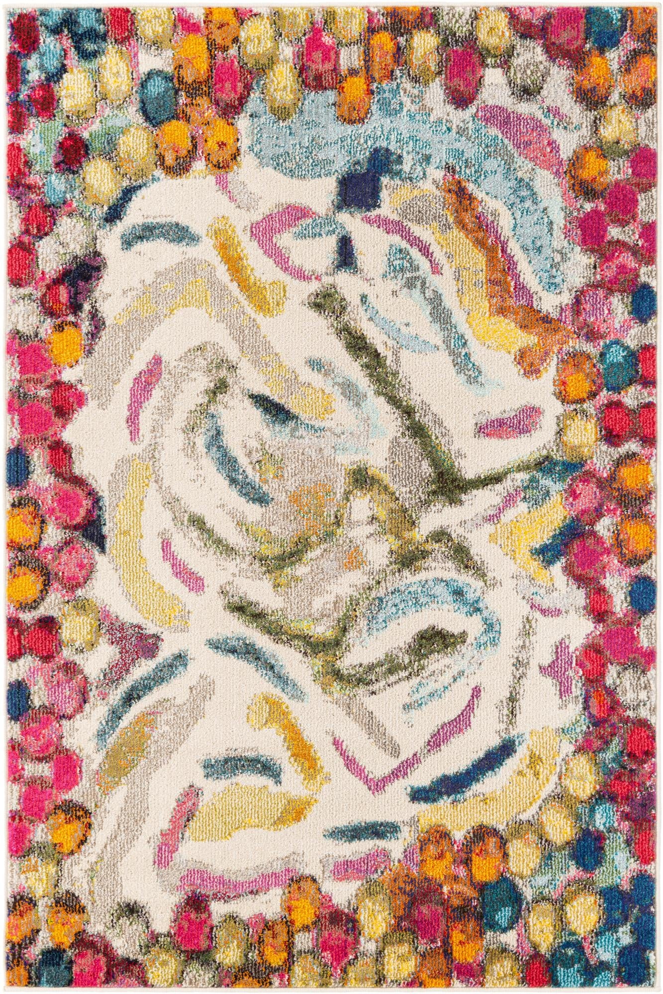 Rugs.com Vivid Collection Rug – 4' x 6' Multi Medium-Pile Rug Perfect For Living Rooms, Large Dining Rooms, Open Floorplans