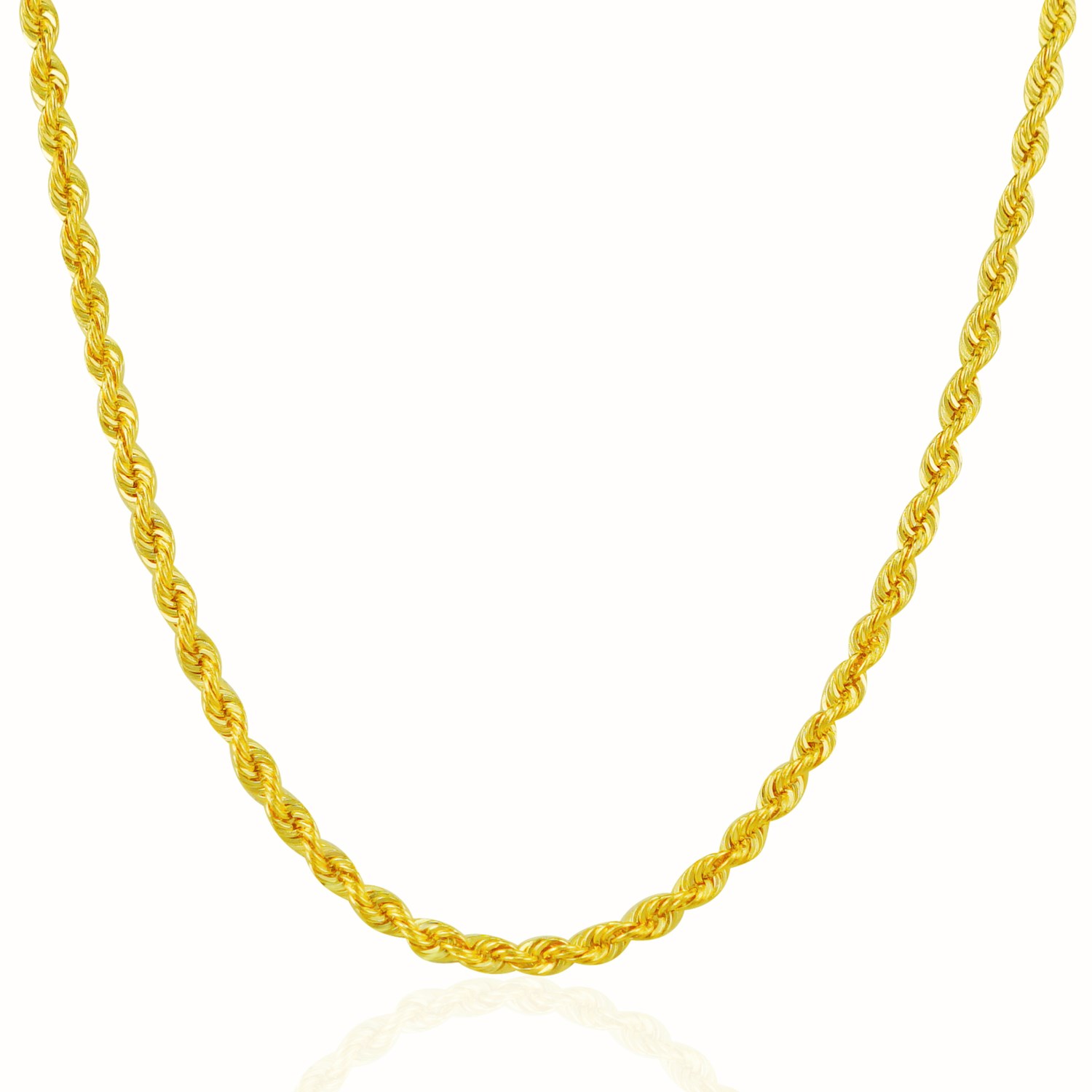 3.0mm 14k Yellow Gold Solid Rope Chain 30 in