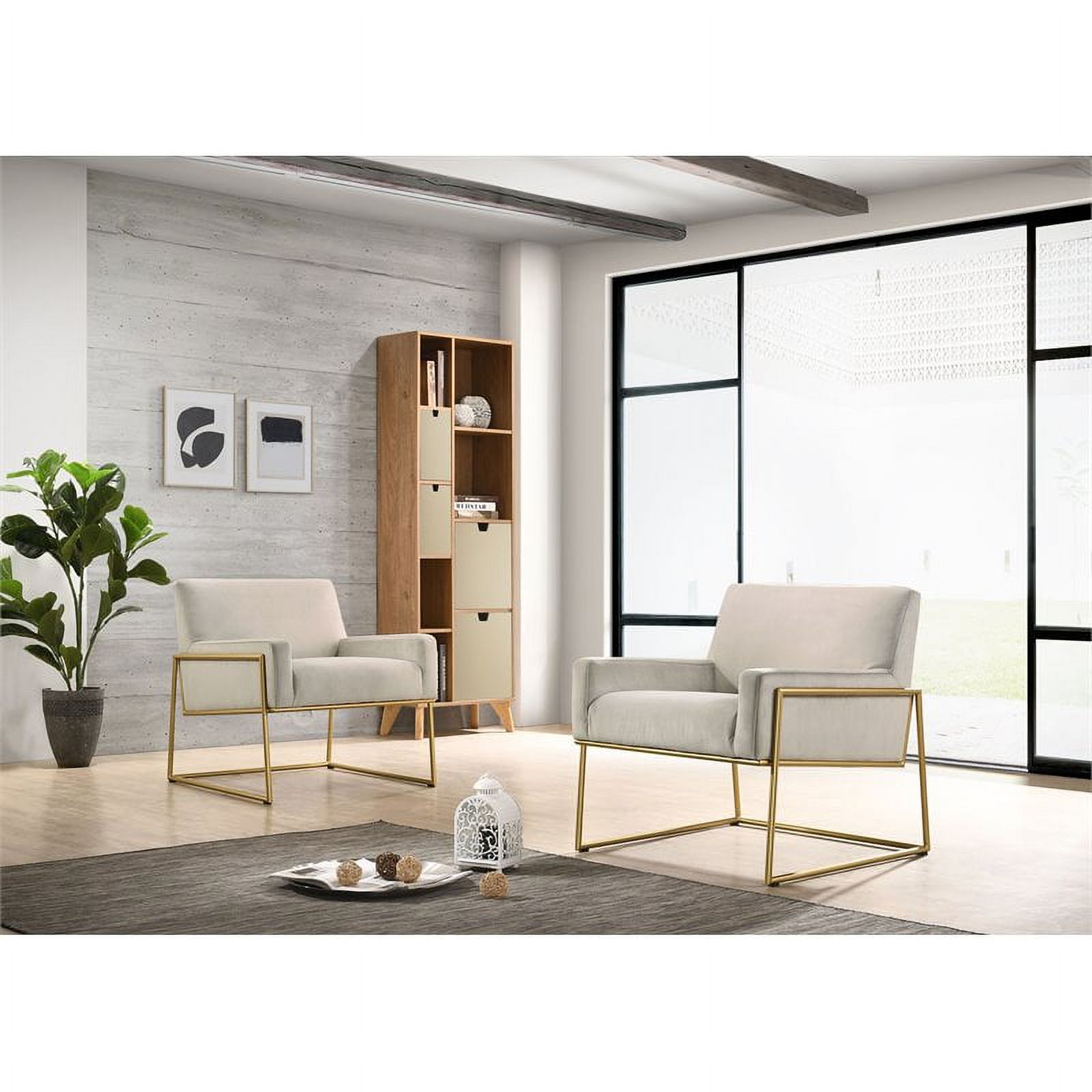 Omax Decor Milano Steel & Velvet Upholstered Lounge Accent Chair in Abalone Gray