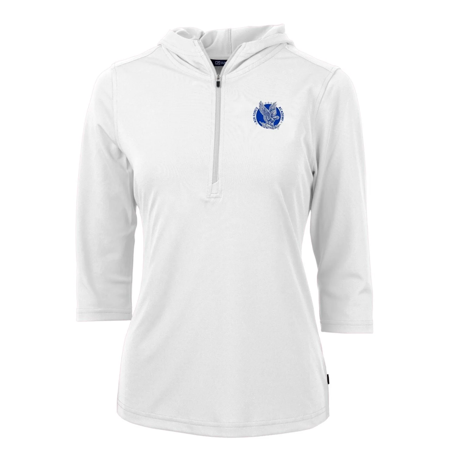 Women's Cutter & Buck White Air Force Falcons Vault Virtue Eco Pique Recycled Half-Zip Pullover Hoodie