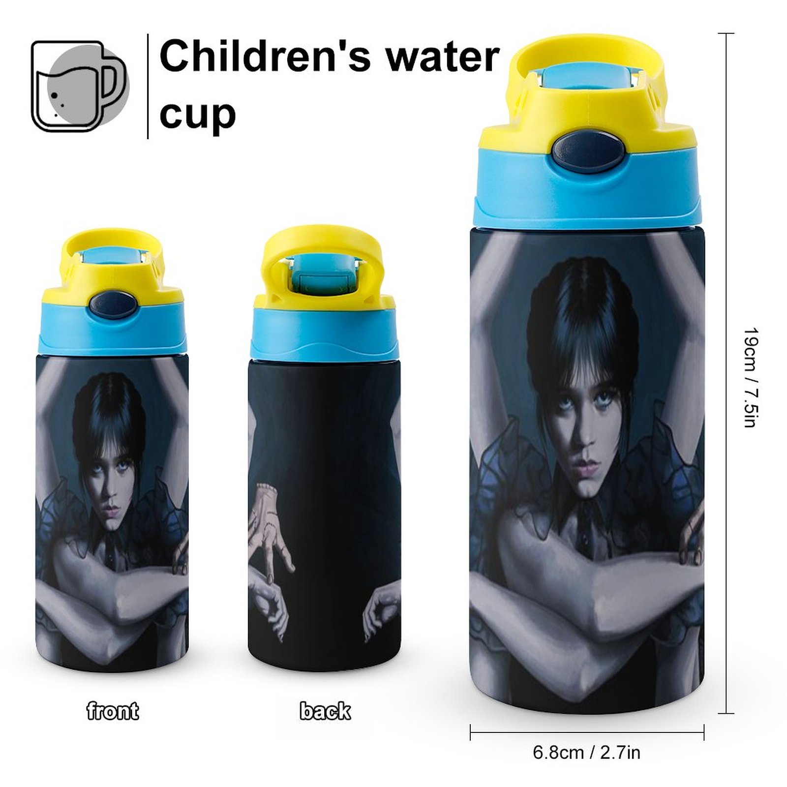 Poster Wednesday Children's Water Bottle Vacuum Insulated Stainless Steel Cup With Straw Toddler Thermoses