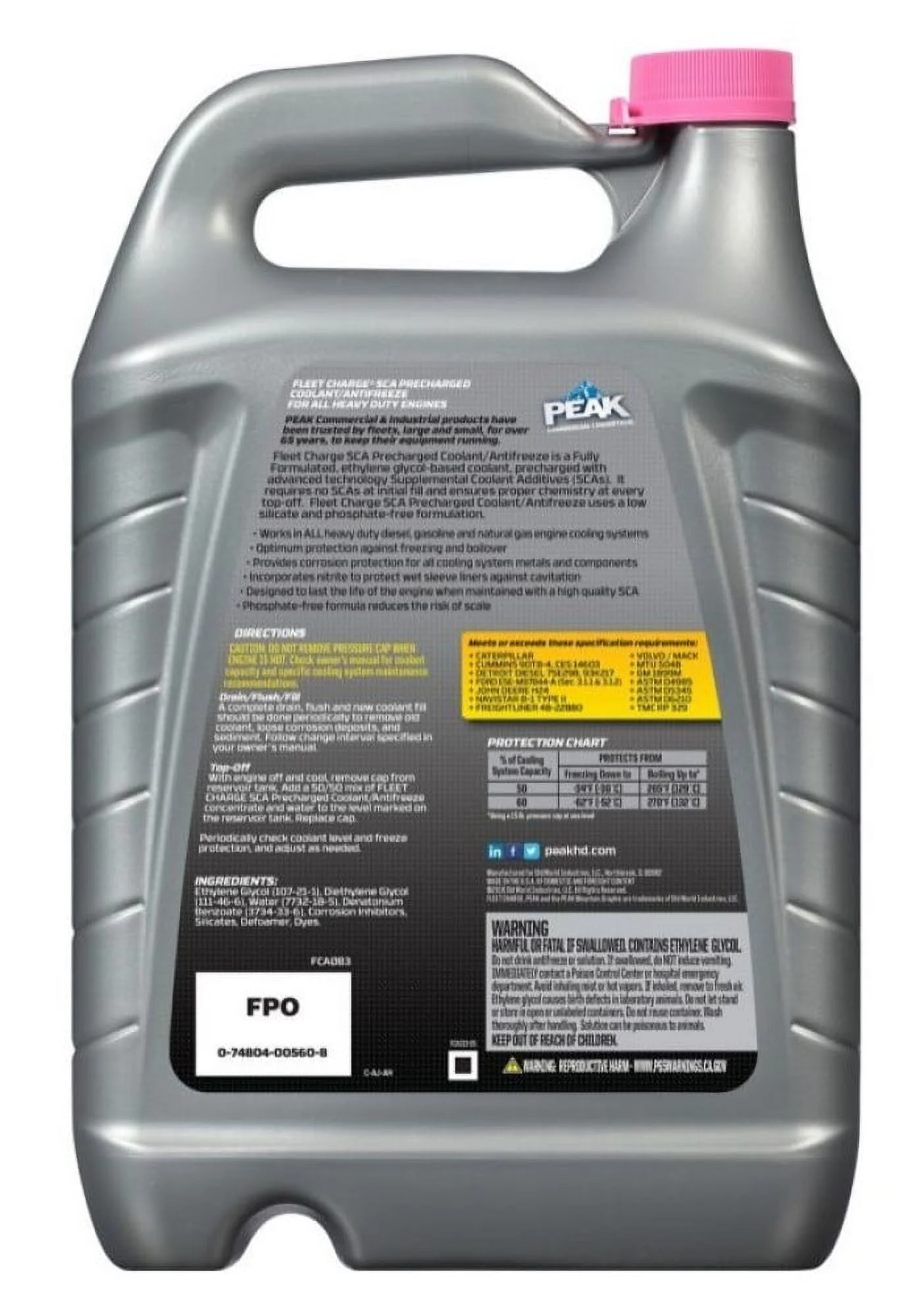 Peak Antifreeze Coolant,1 gal.,Concentrated  FCA0B3