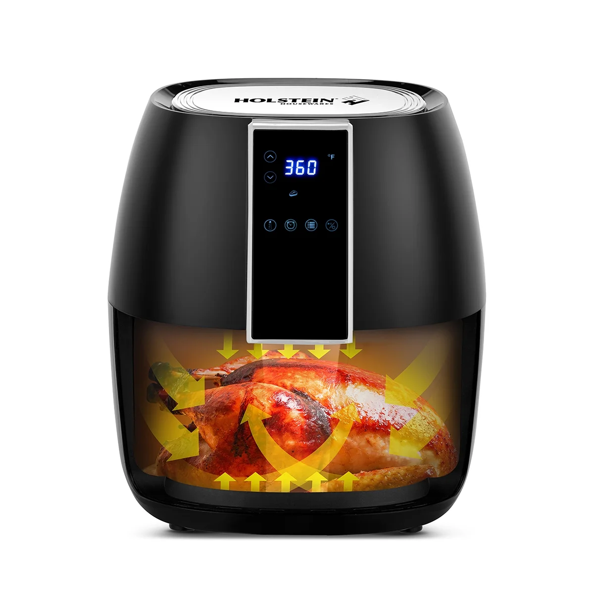 Holstein Housewares 3.7 qt. Air Digital Fryer with Touchscreen Control and Cool-Touch Handles, Black