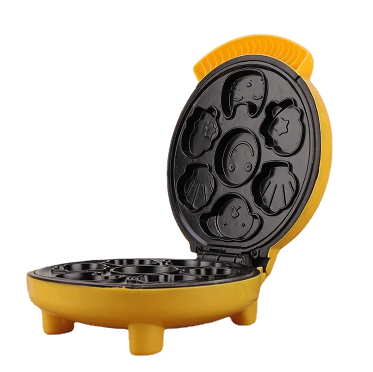 Cheefull  Fun  Mini Waffle Maker - Personal-Sized 26cm Sunshine Smile Individual Waffles for Kids, Adults- Cute Non-Stick Electric Waffler Iron- Breakfast Morning Fun or Easter Basket Stuffer Gift