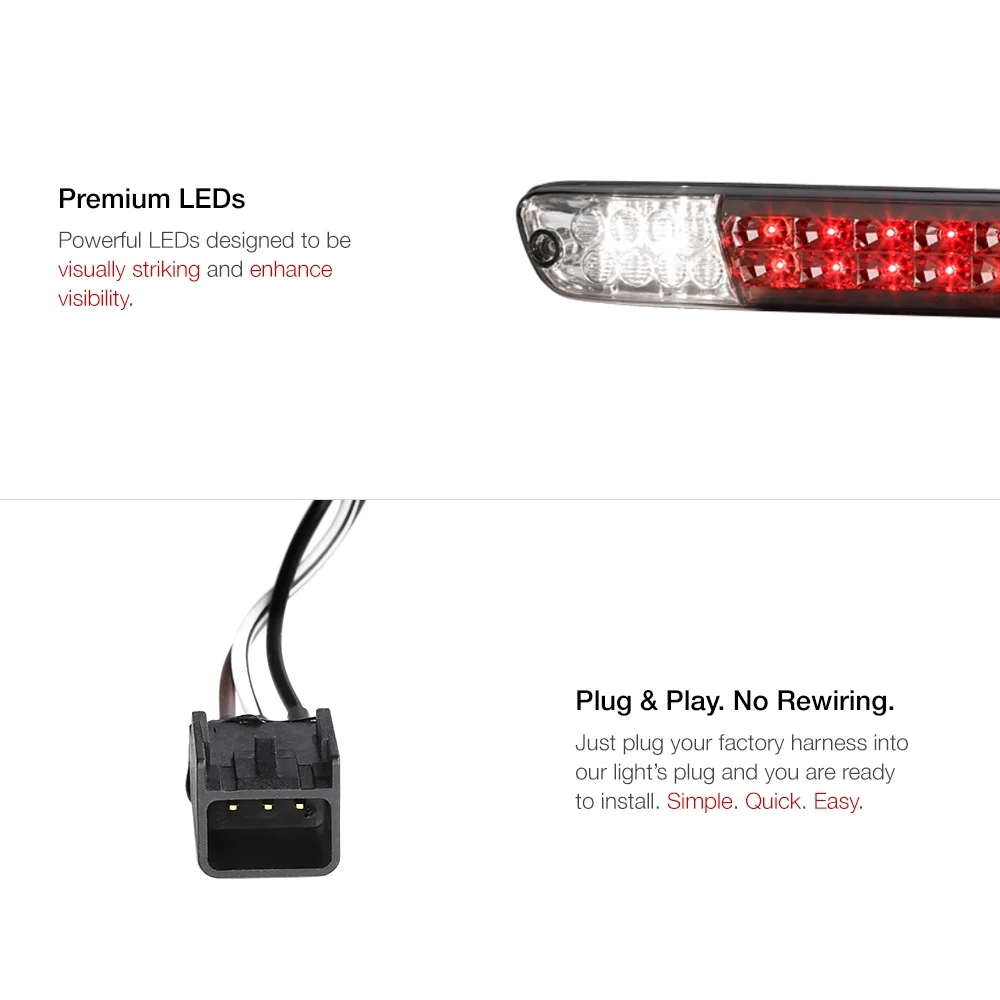 VIPMOTOZ Full LED Third Brake Cargo Light Assembly For 2004-2012 Chevy Colorado & GMC Canyon