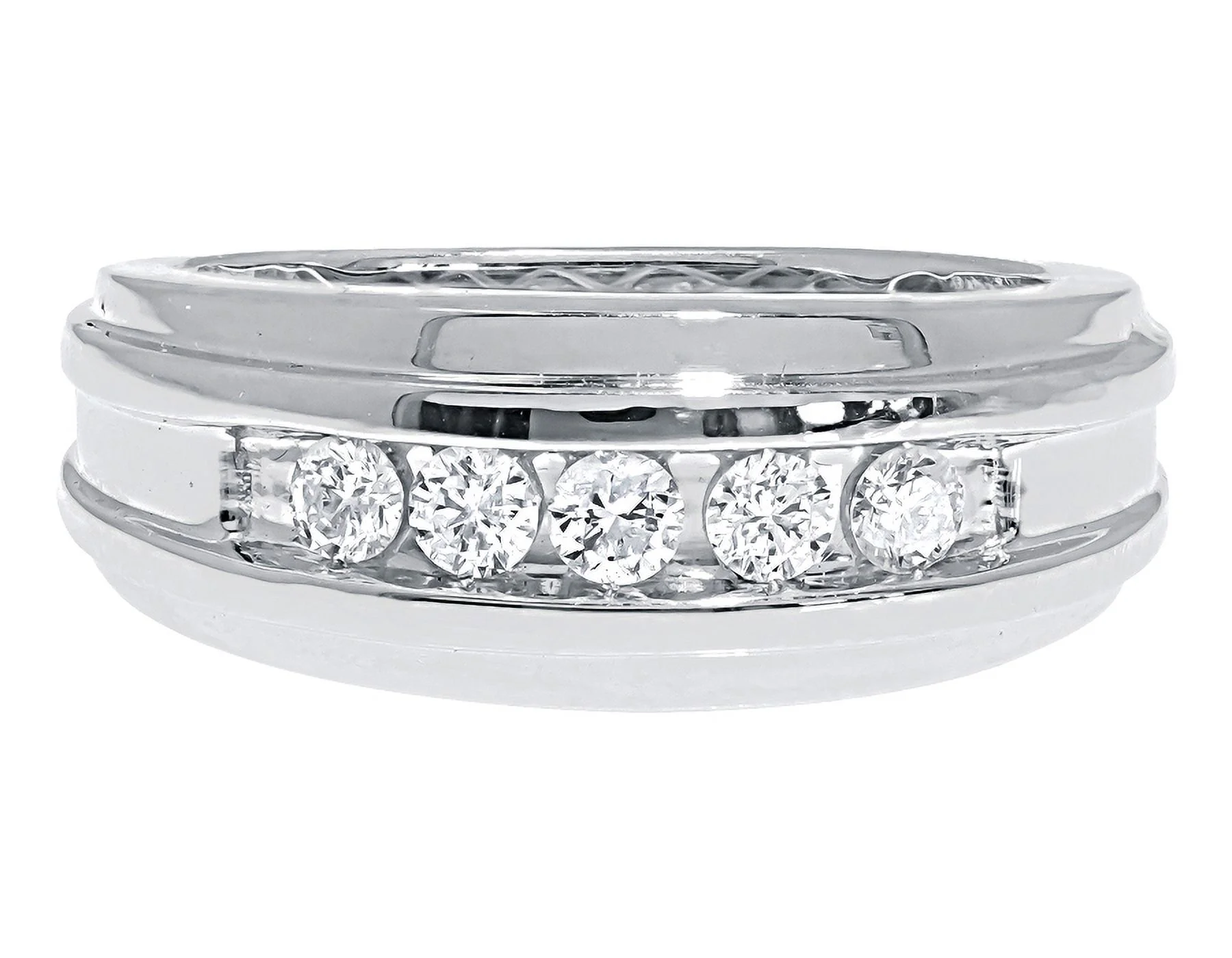 Mens Five Stone Diamond Ring in 14k White Gold (0.50 ct)