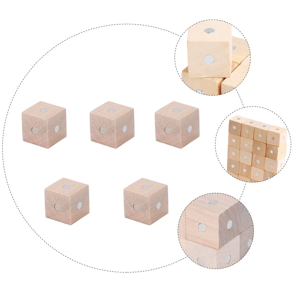 5 Pcs Magnetic Cube Building Blocks Toy Intelligence Children Unfinished Craft Wood Early Education