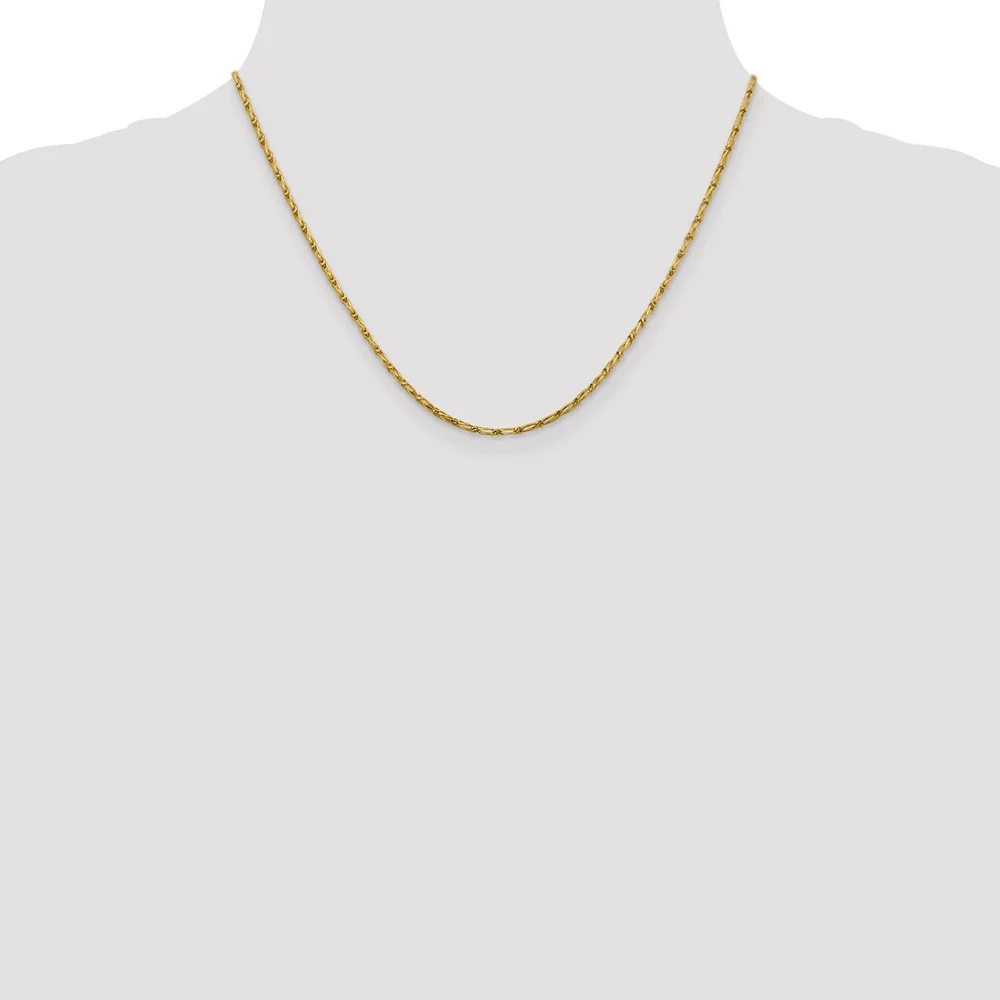 Leslie's Real 14kt Yellow Gold 1.6mm Diamond Cut Long Link Franco Chain; 18 inch; for Adults and Teens; for Women and Men