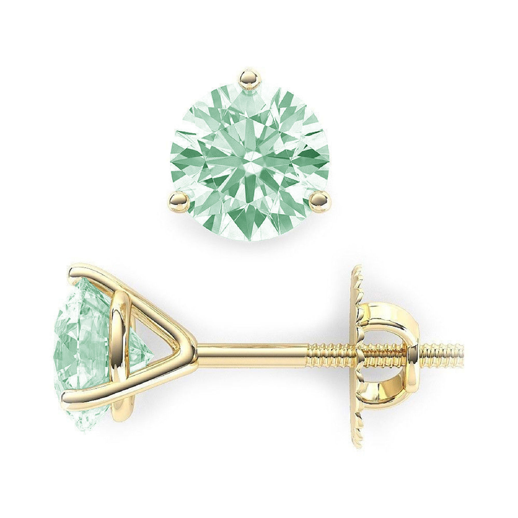 4 ct round cut studs blue moissanite 18k yellow gold earrings screw back