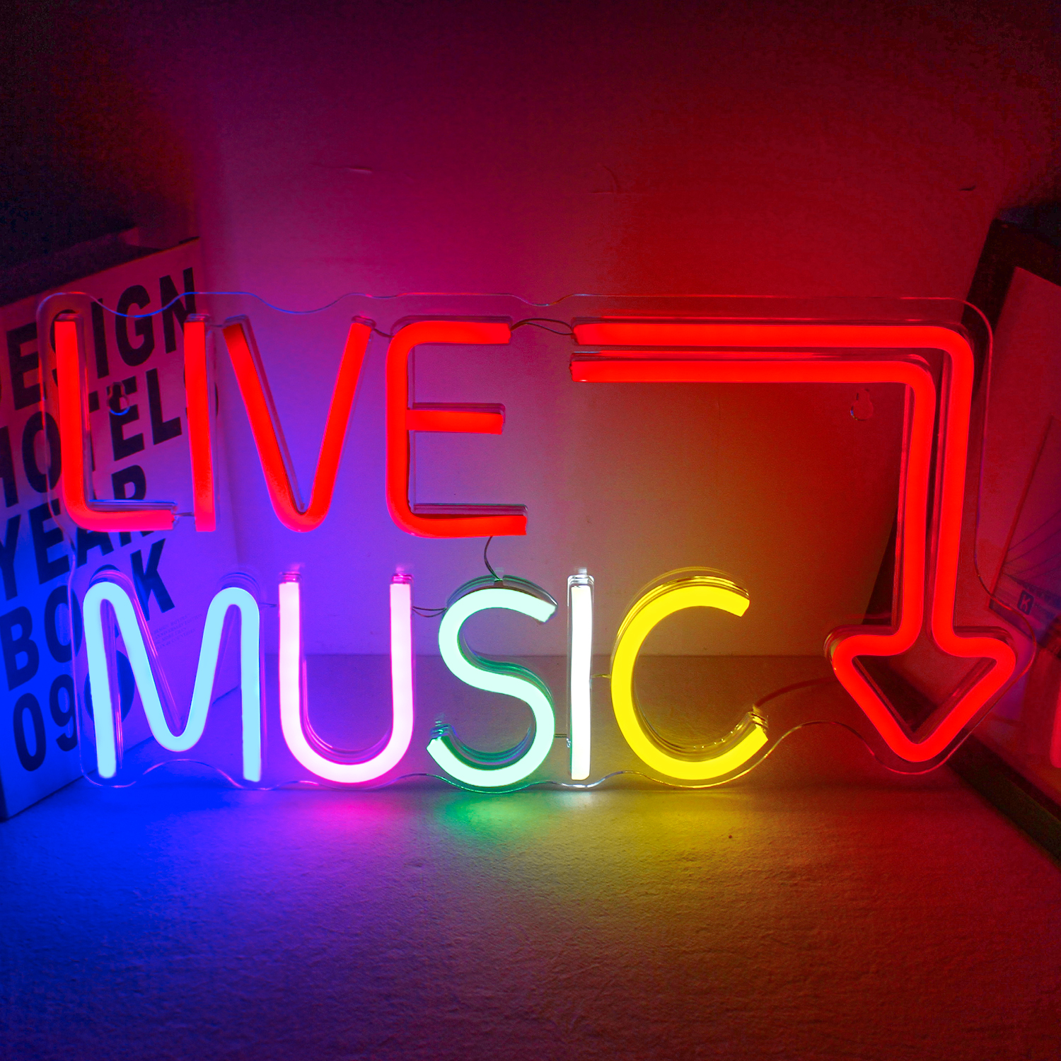 Wanxing Live Music LED Neon Light Signs USB Power for Bedroom Home Music Studio Bar Party Decoration