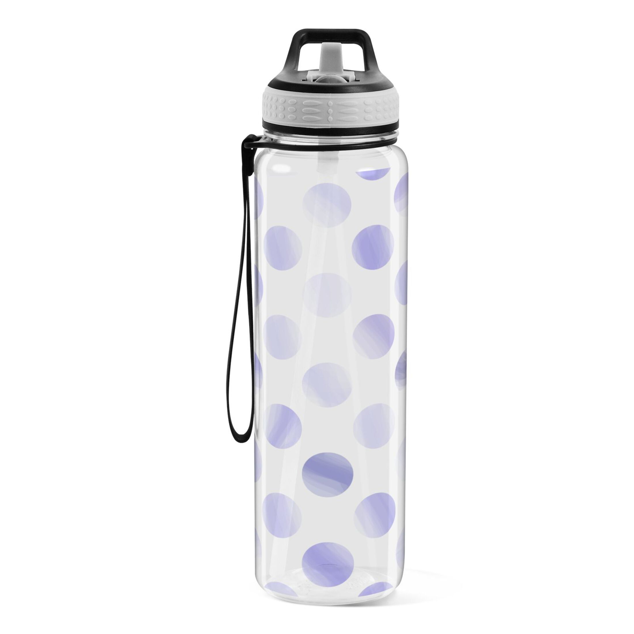 Blue Circles Dots 32oz Water Bottles with Straw Tritan Leakproof Sports Bottle BPA Free Clear for Fitness Gym Swimming Cycling
