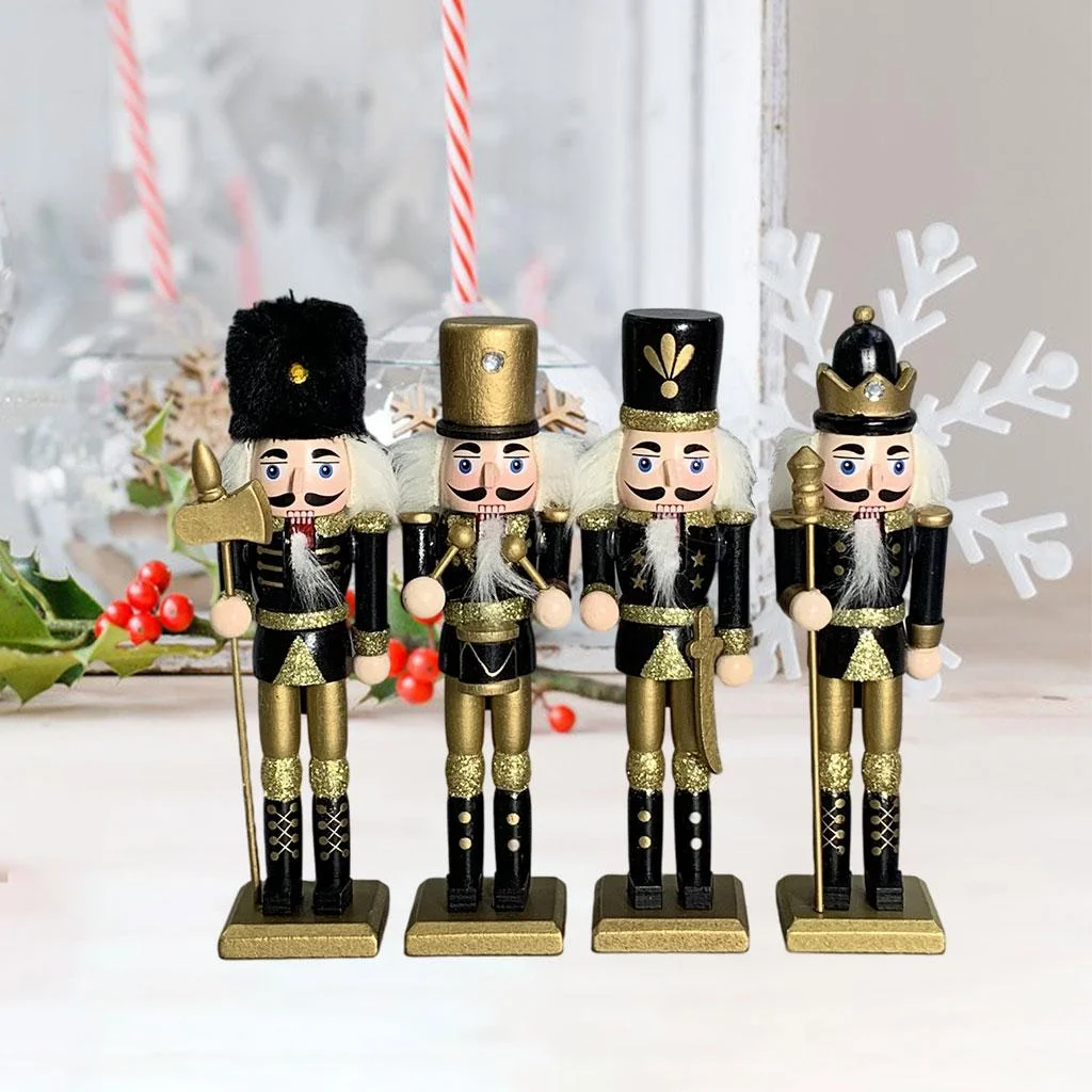 4 Pieces 7inch Nutcracker Soldier Puppet Doll for New Year christmas