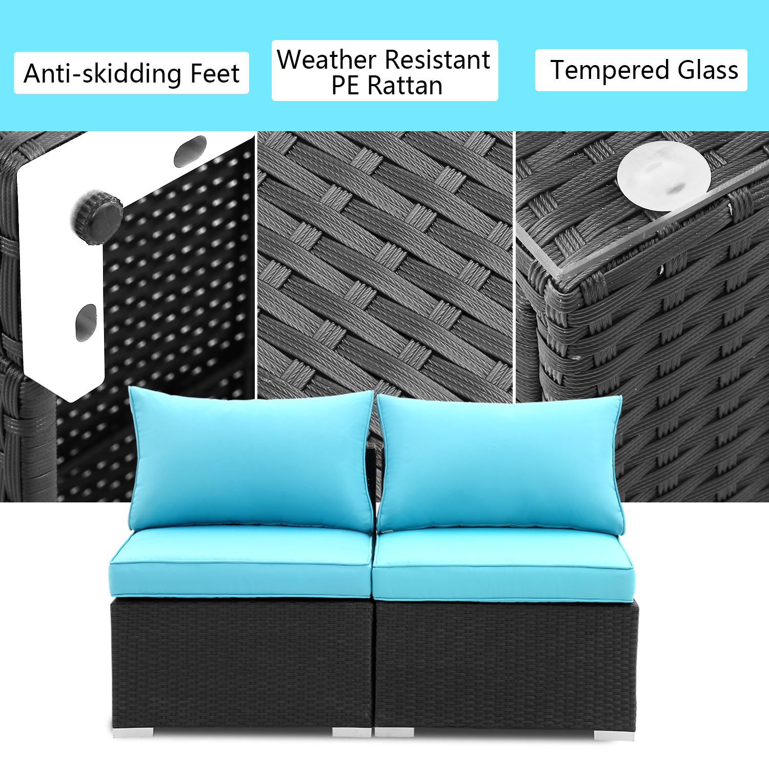 Ainfox 2 Pieces Patio Furniture Sofa Set on Sale, Outdoor Conversation Sofa Sets Blue