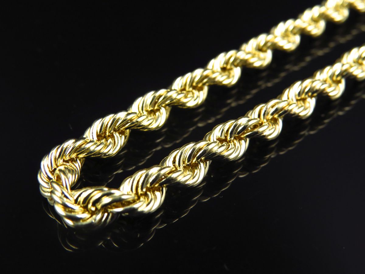 Men's Hollow Rope Chain 4.5MM in 10K Yellow Gold 16-28Inches