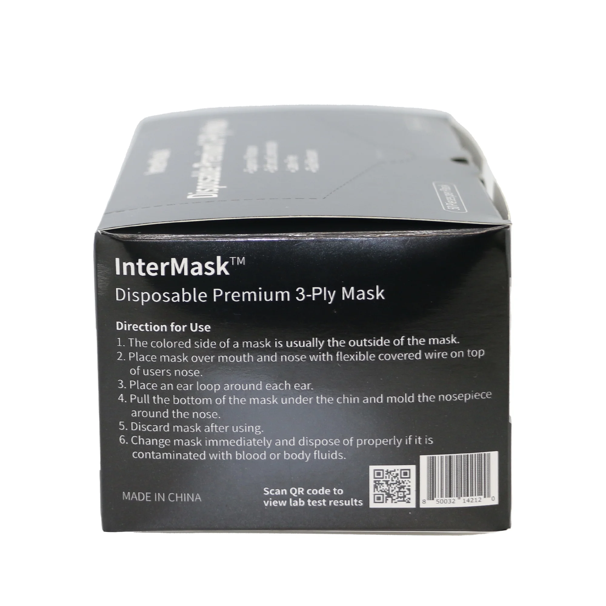 InterMask Disposable Premium 3-Ply ASTM Level 3 Mask, Black, Case of 2000