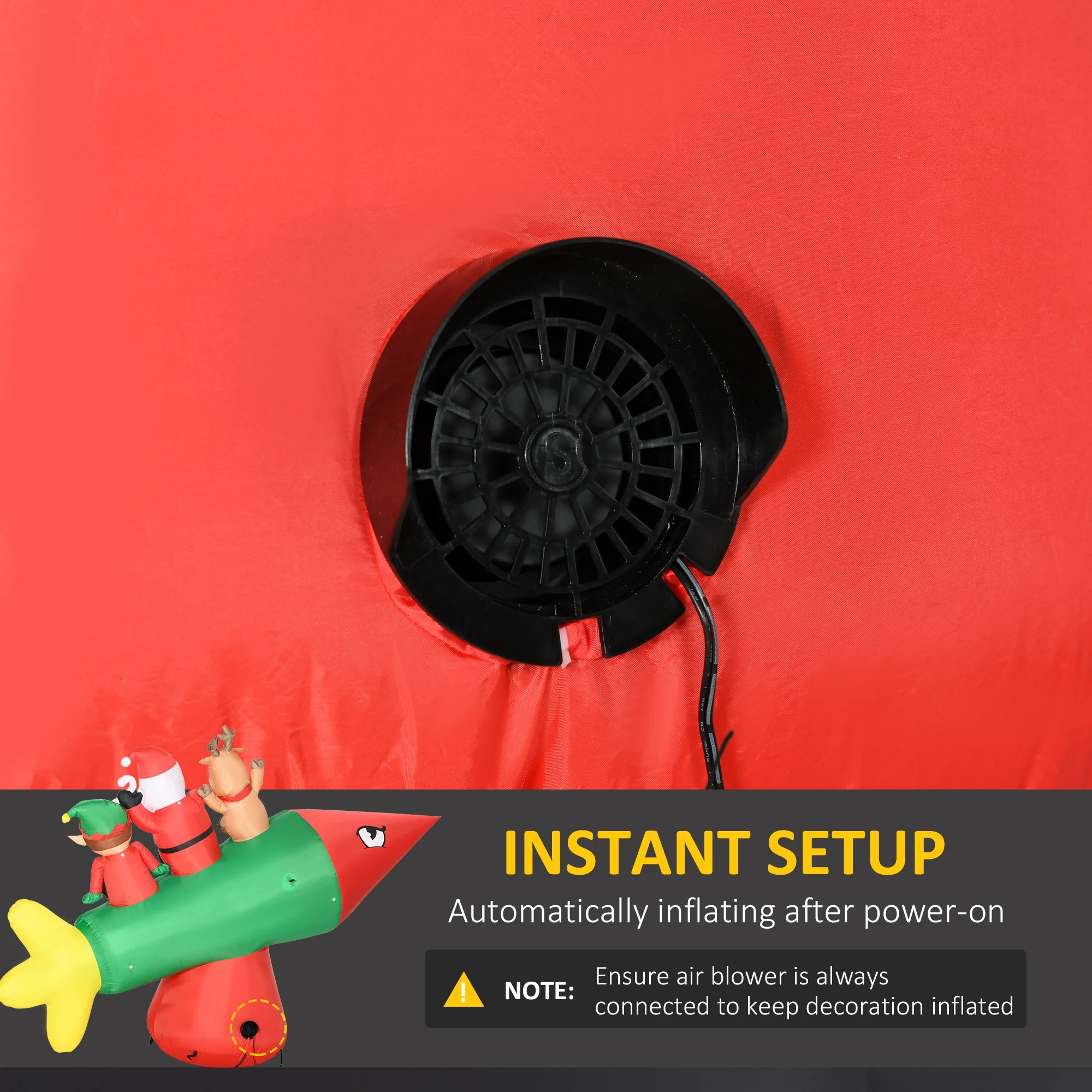 HOMCOM 9' Inflatable Christmas Rocket with Santa Claus, LED Yard Display