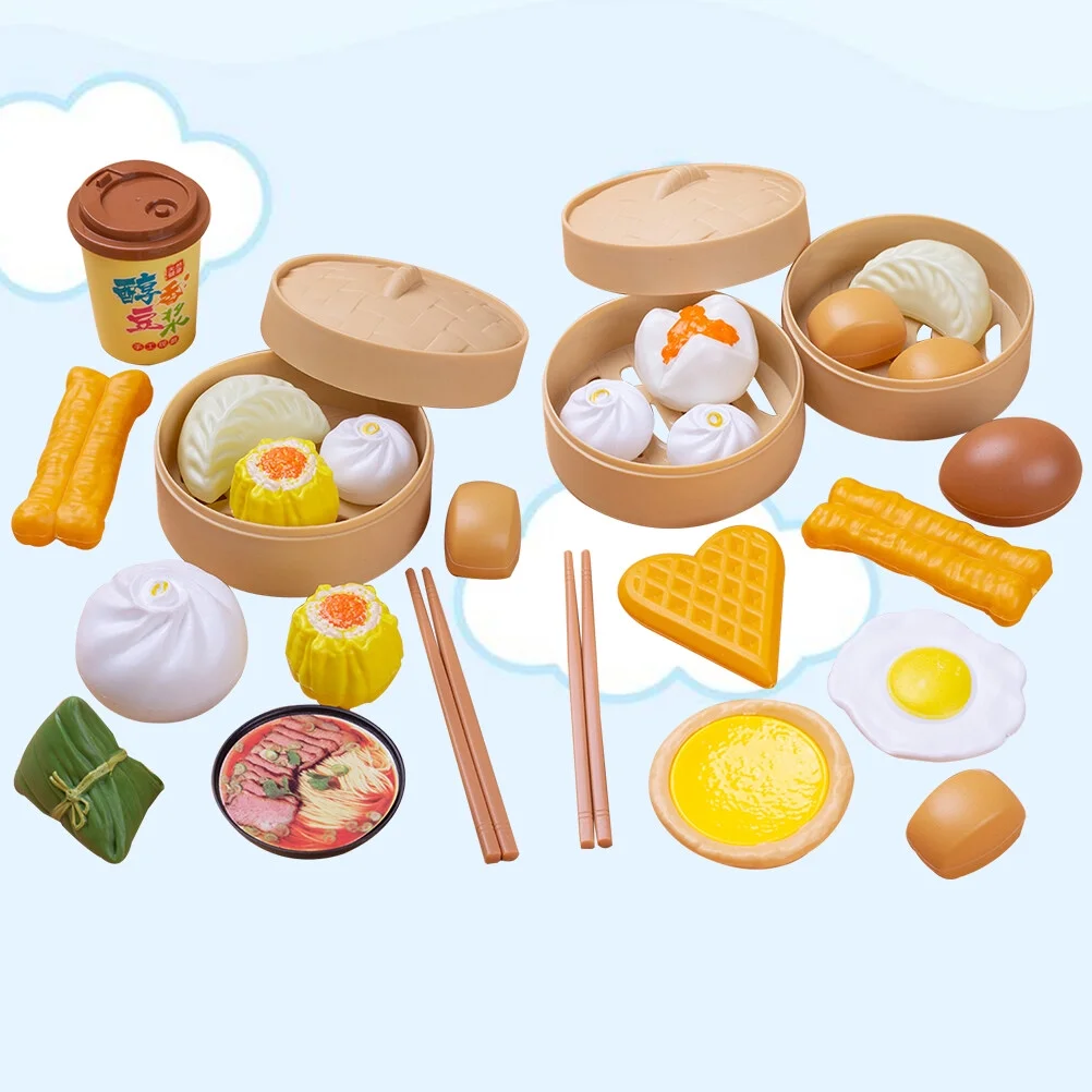 Hemoton 29pcs/2 Sets Kid Cooking Toys Funny Fake Steamed Buns Steamer Toys Kitchen Toys for Girl Boy (Colorful)