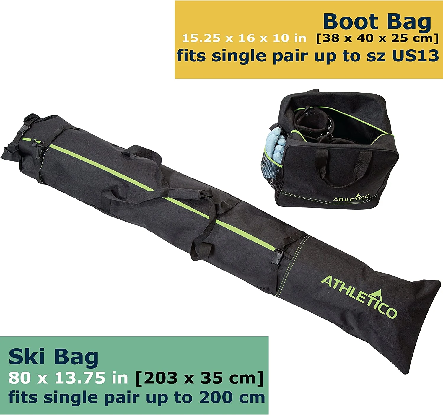 Athletico Two-Piece Ski and Boot Bag Combo