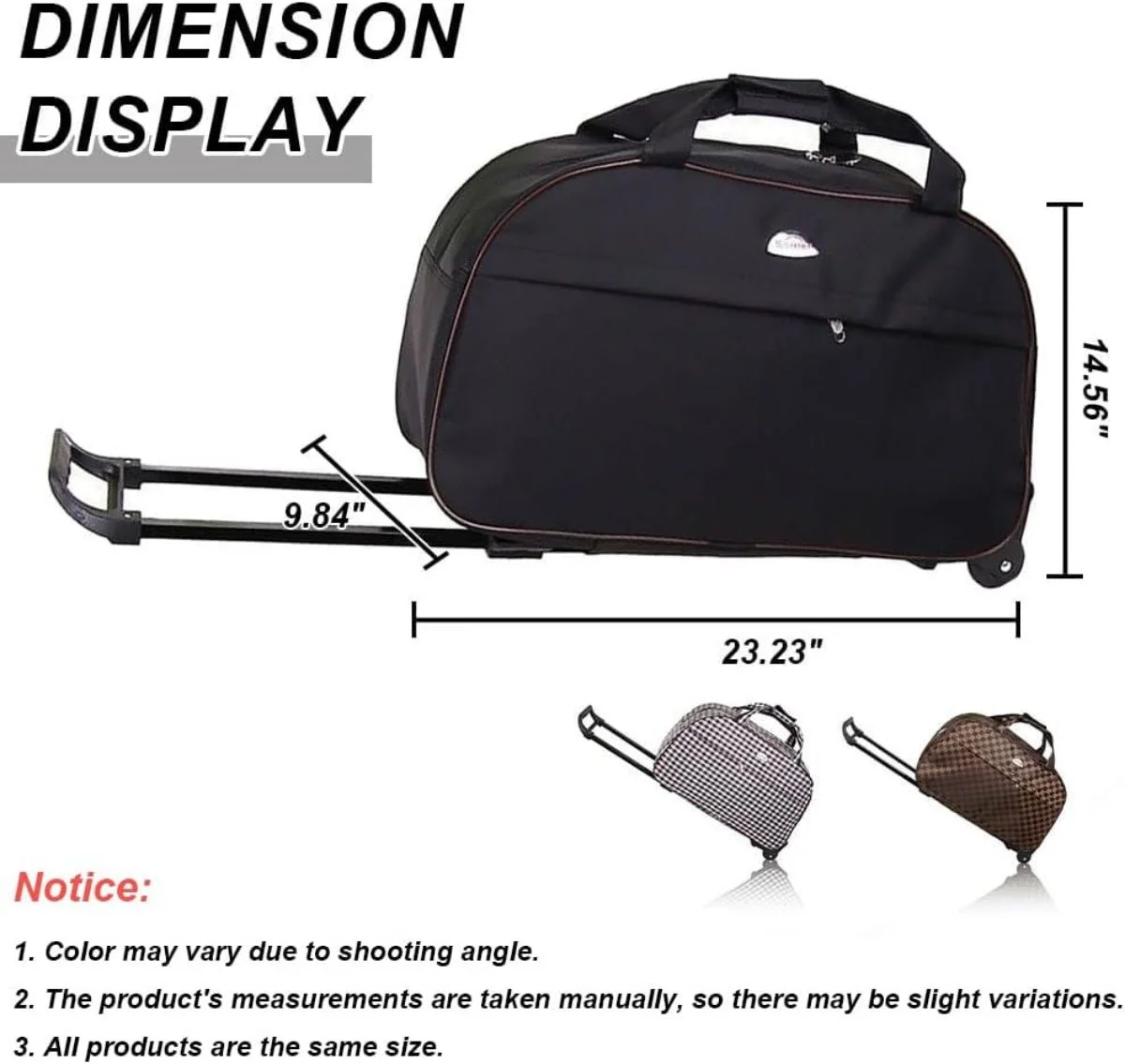 LUVCMFT Rolling Duffle Bag with Wheels, 24