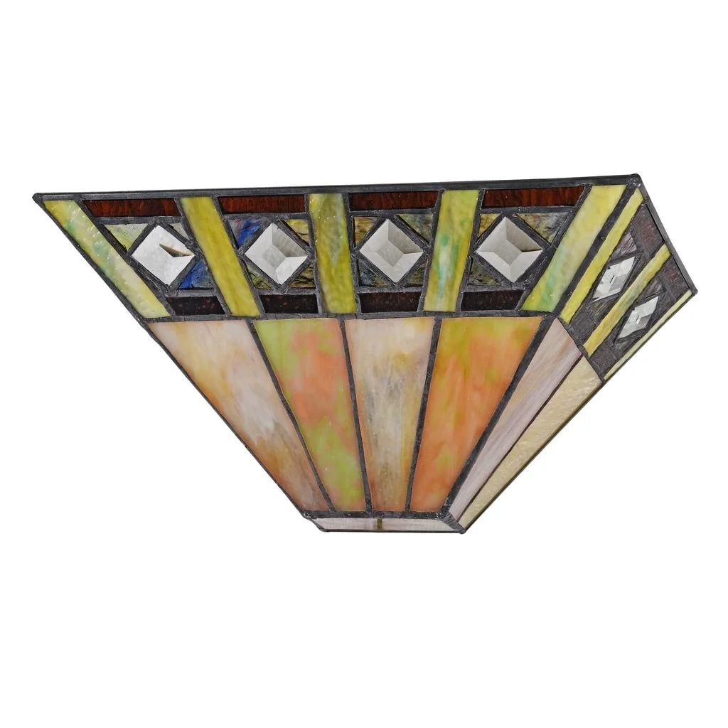 Chloe Lighting Tiffany Style Mission Design 1-light Black/Stained Glass Wall Sconce